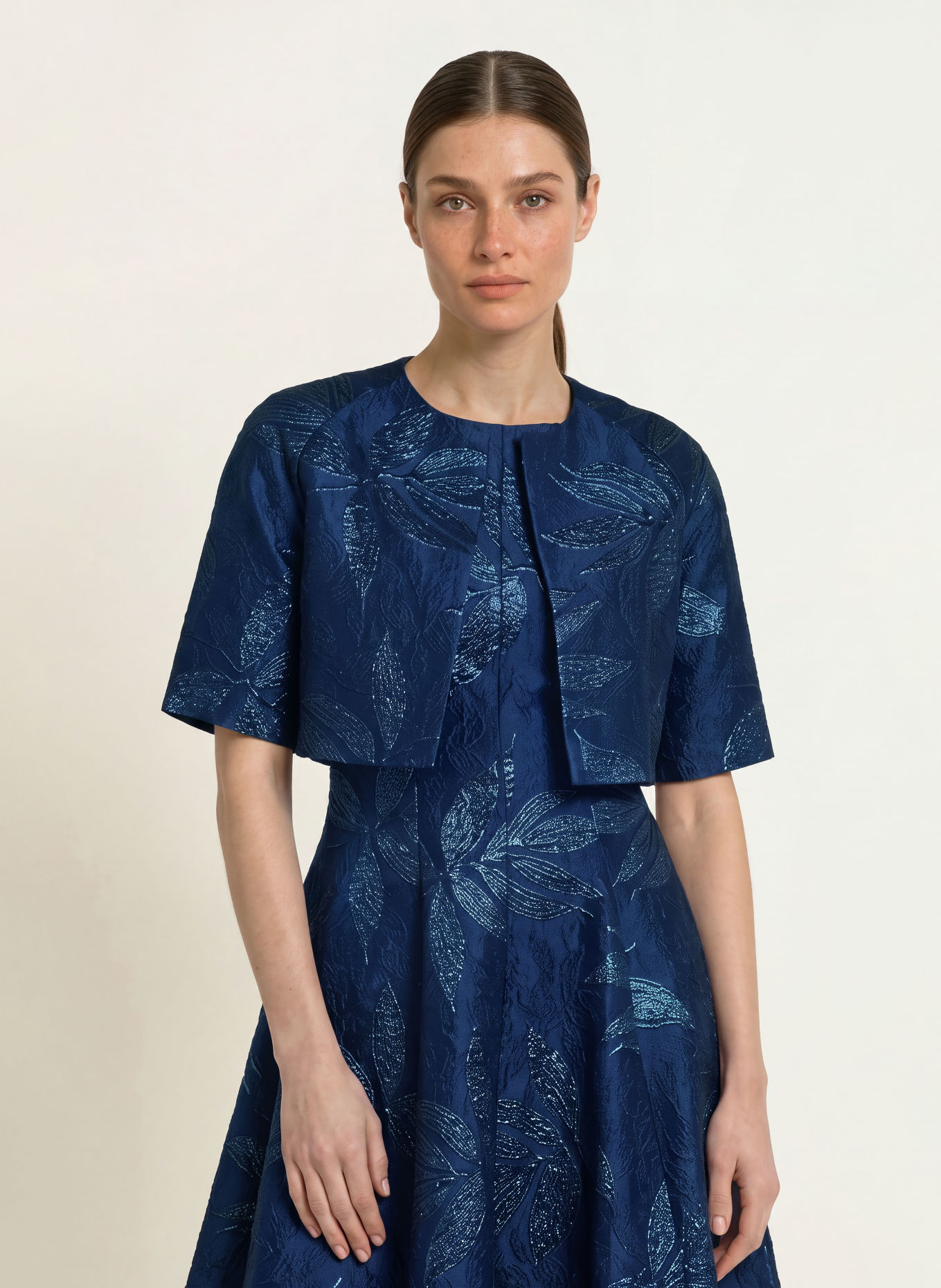 TALBOT RUNHOF Jacquard-Bolero: DONKERBLAUW / BLAUW