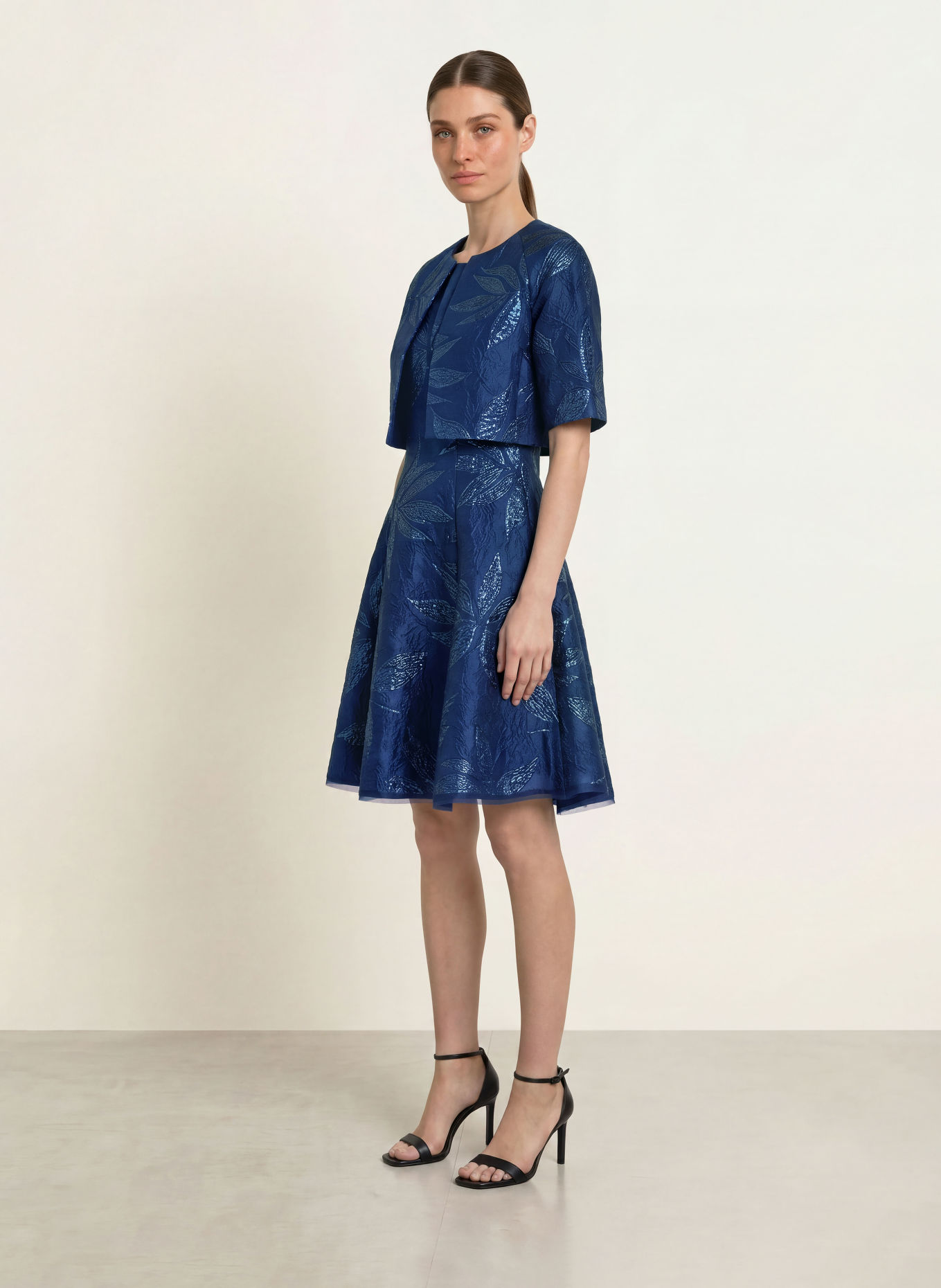 TALBOT RUNHOF Jacquard-Bolero: DONKERBLAUW / BLAUW