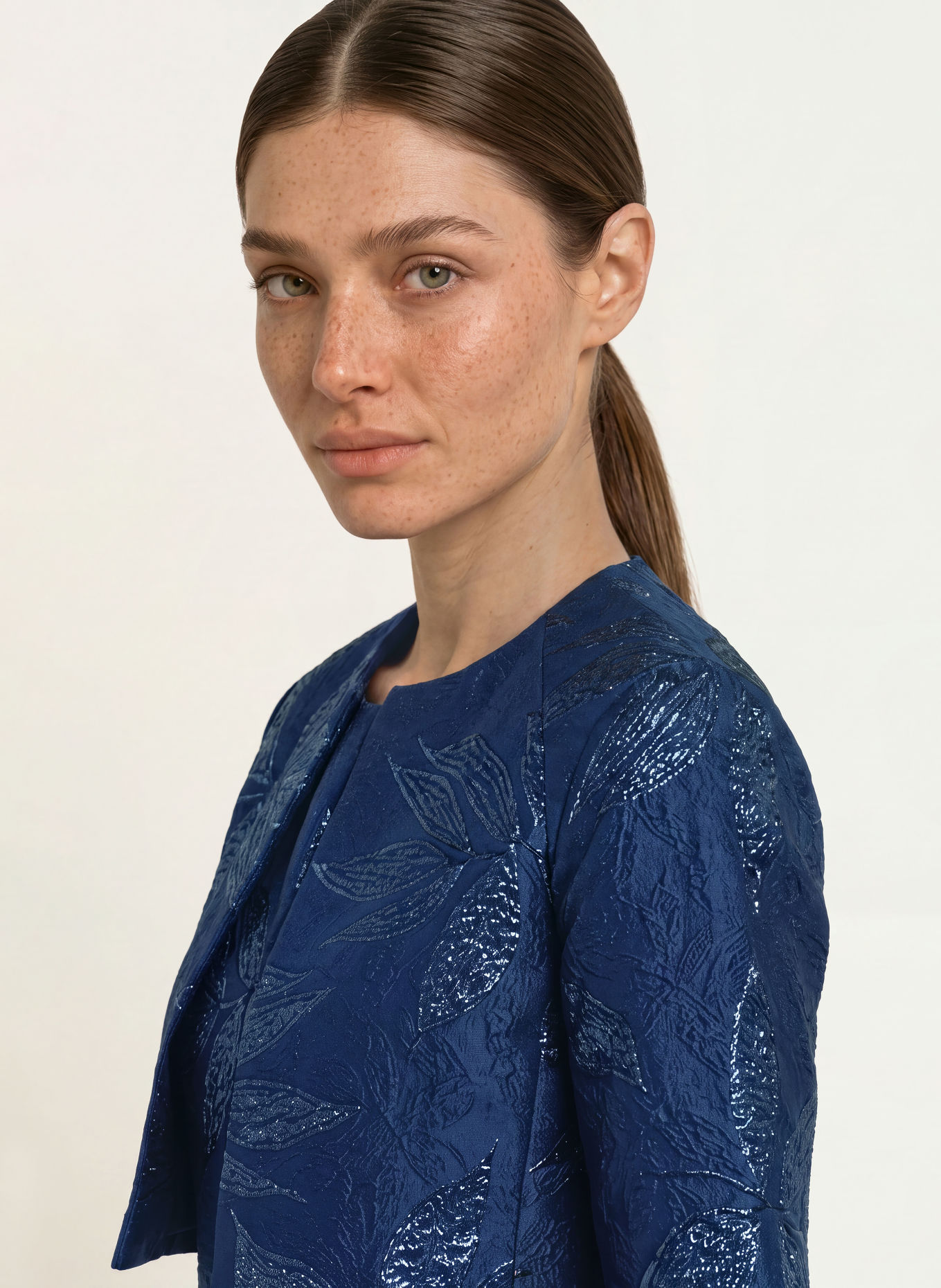 TALBOT RUNHOF Jacquard-Bolero: DONKERBLAUW / BLAUW