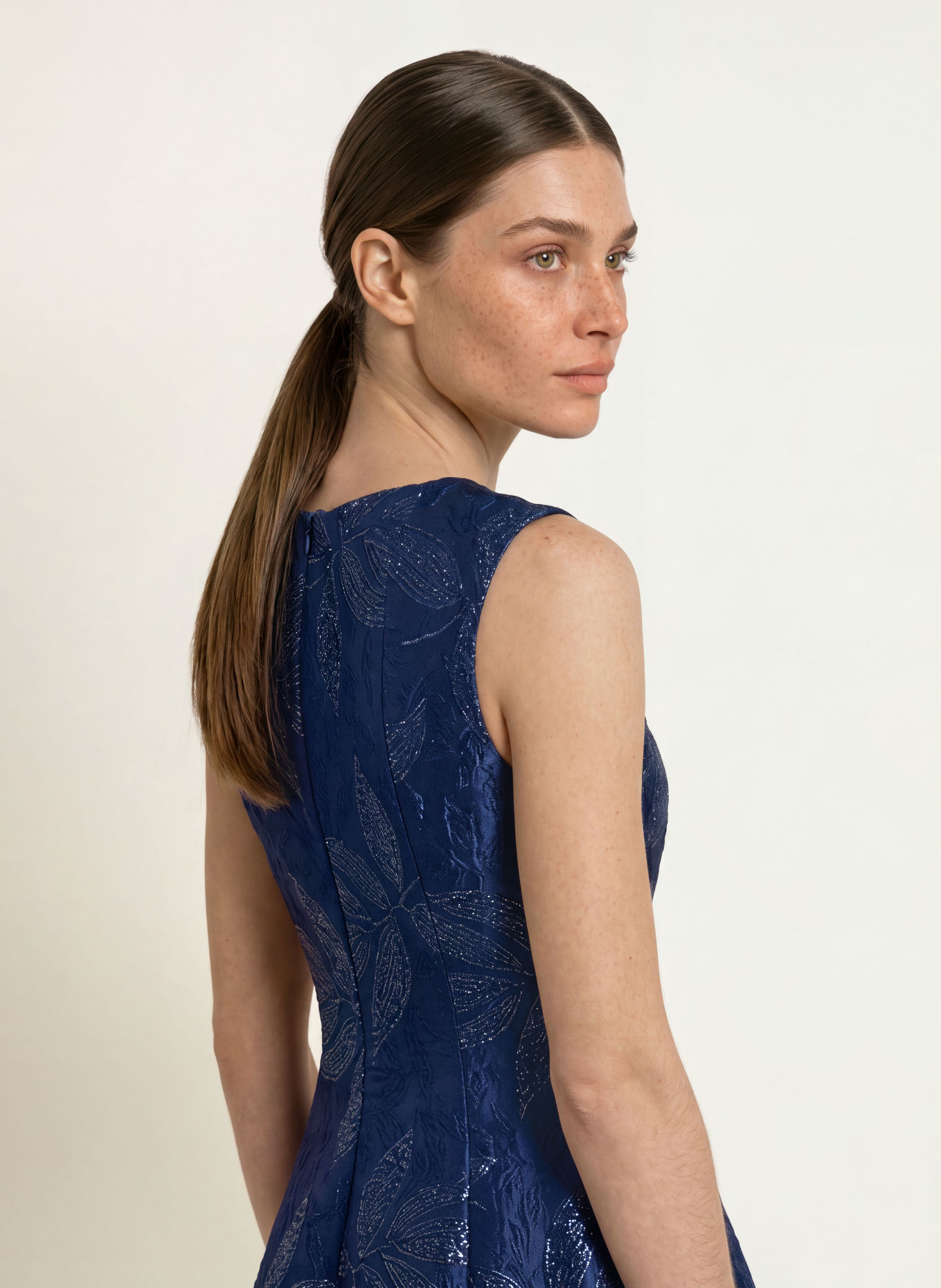 TALBOT RUNHOF Cocktail dress with glitter thread: 430 ROYAL NAVY