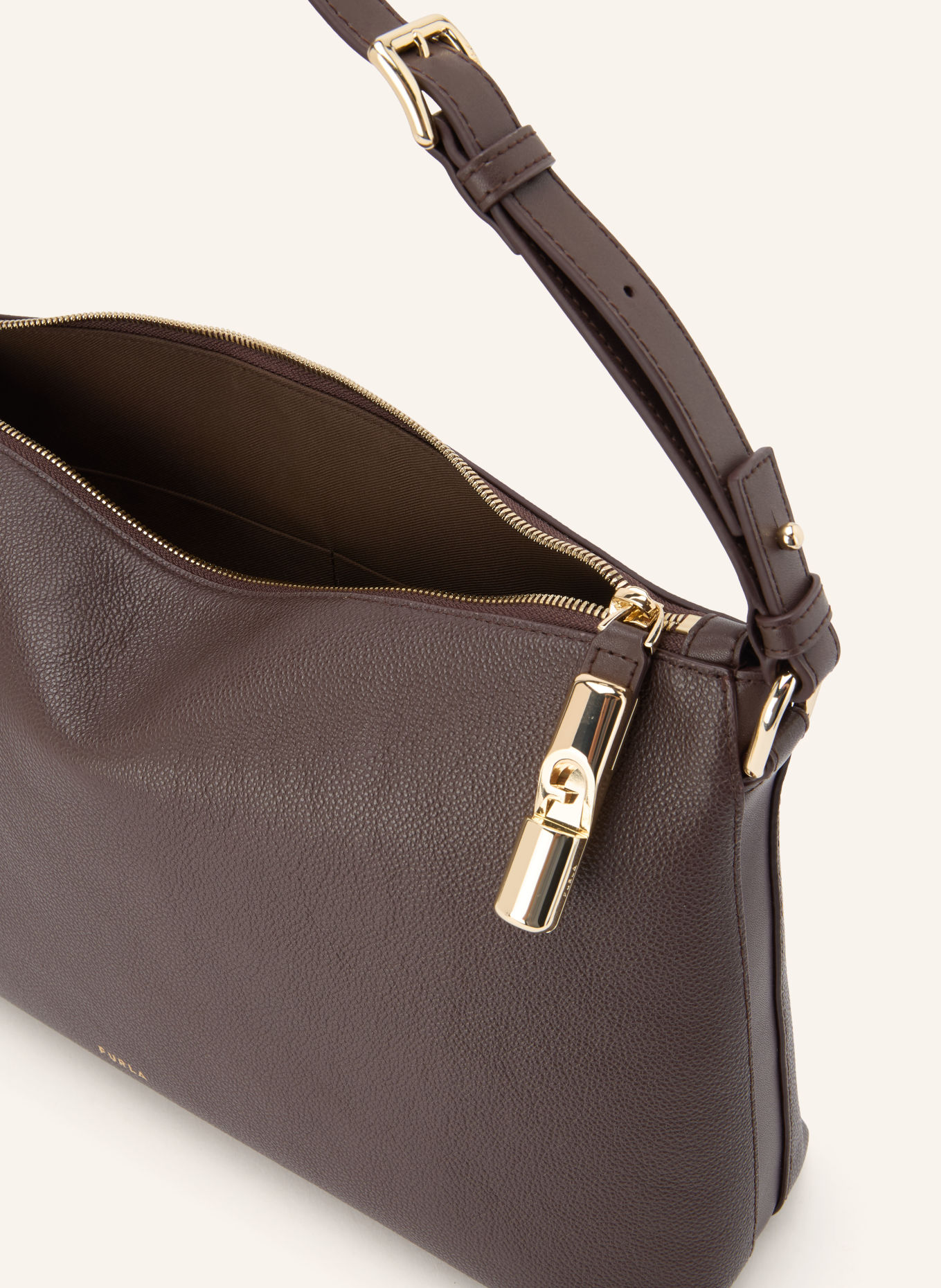 FURLA Schoudertas DEBBY MEDIUM: MARRON FONCÉ / GOUD