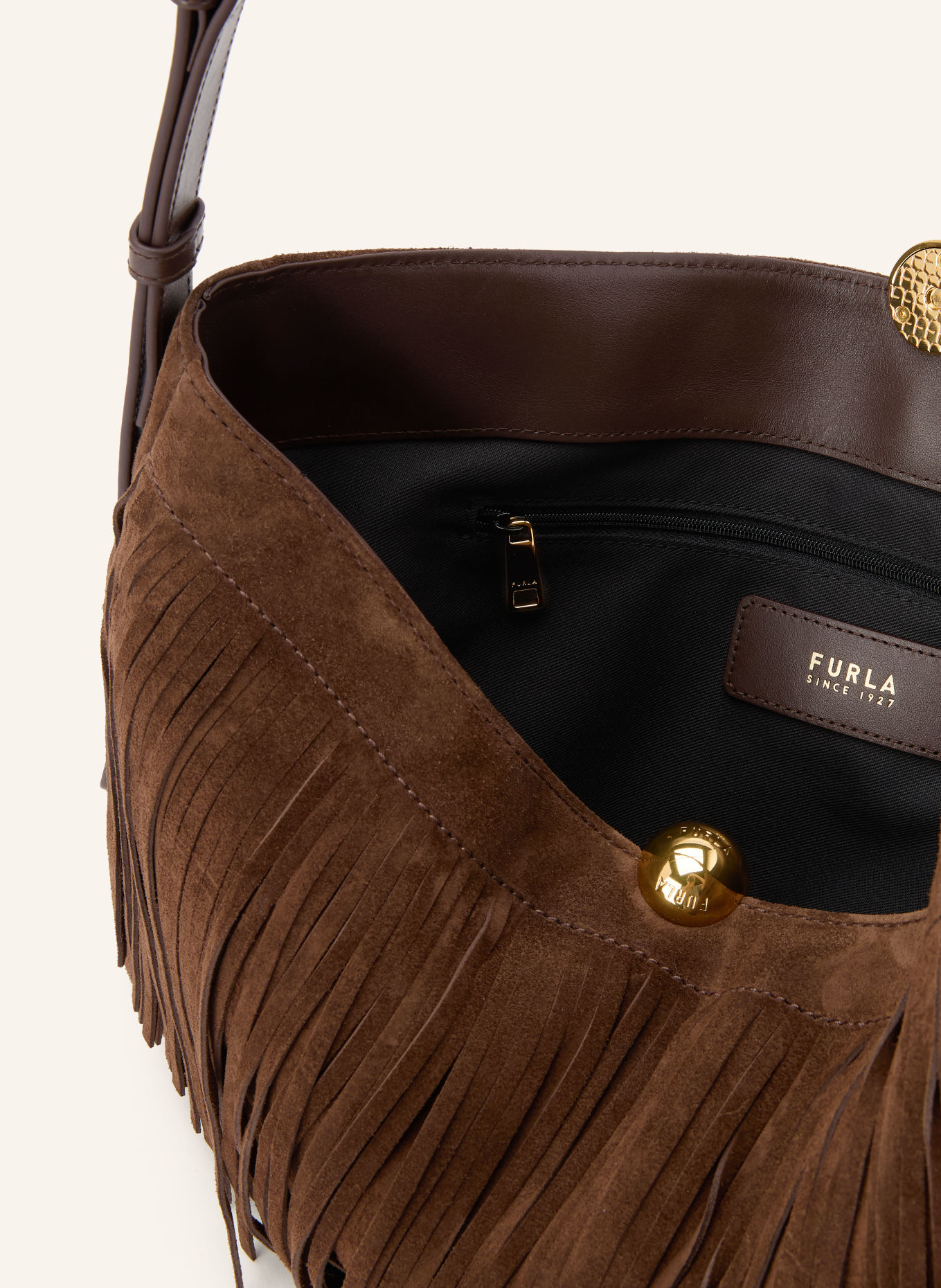 FURLA Schoudertas SFERA SOFT LARGE: MARRON FONCÉ / GOUD