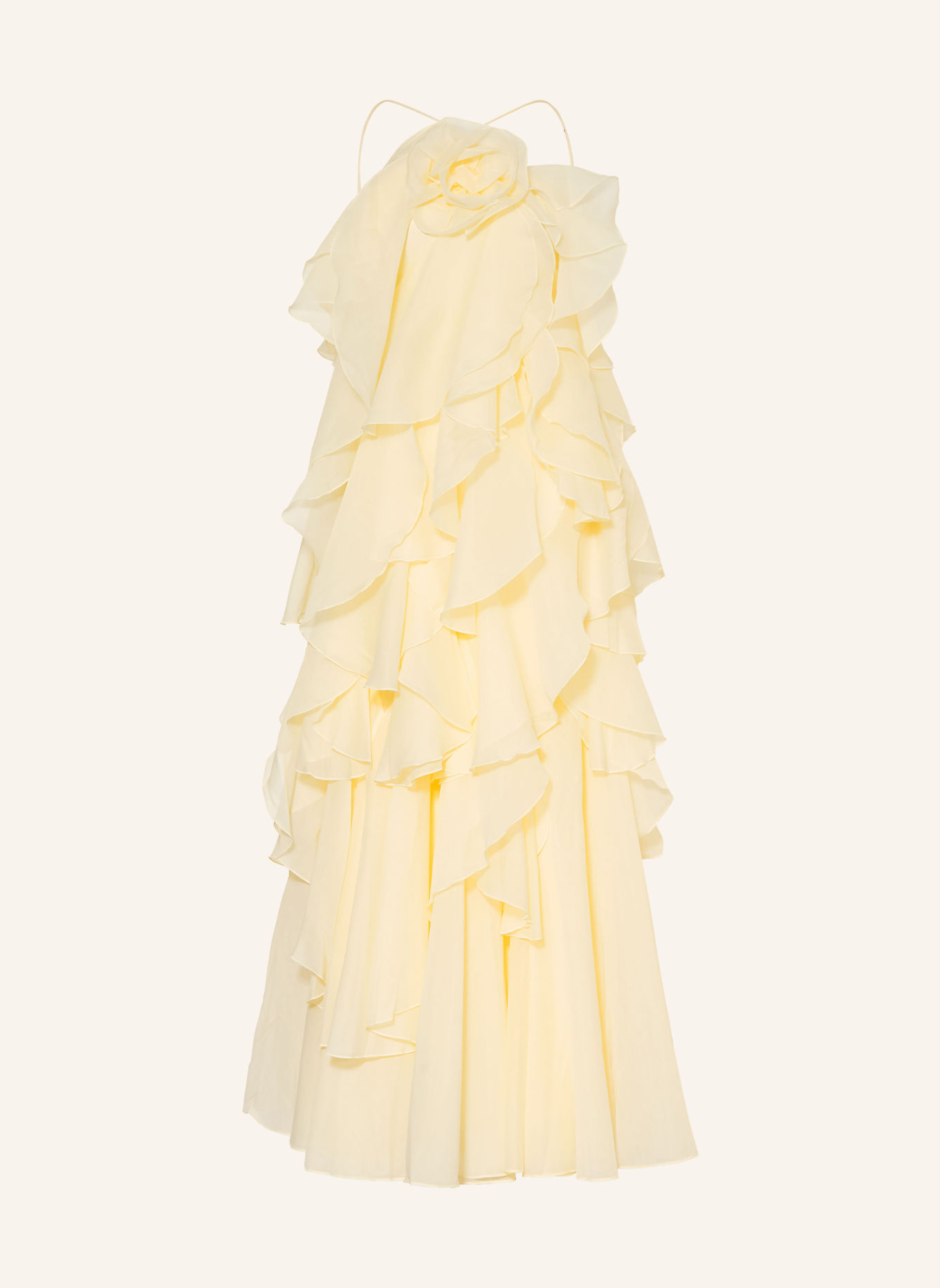 Aje. Abendkleid PANDOREA mit Volants: HELLGELB