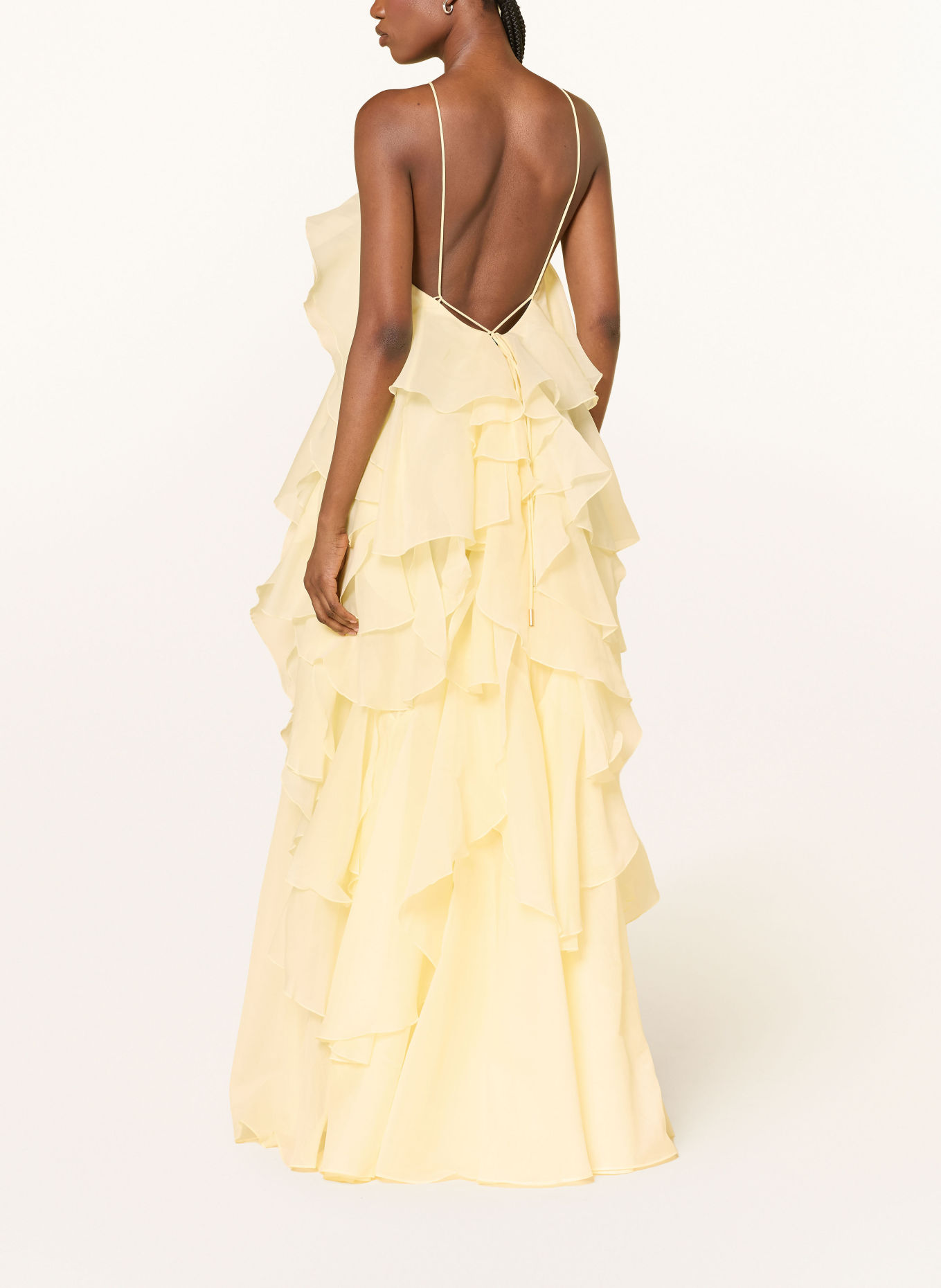 Aje. Abendkleid PANDOREA mit Volants: HELLGELB