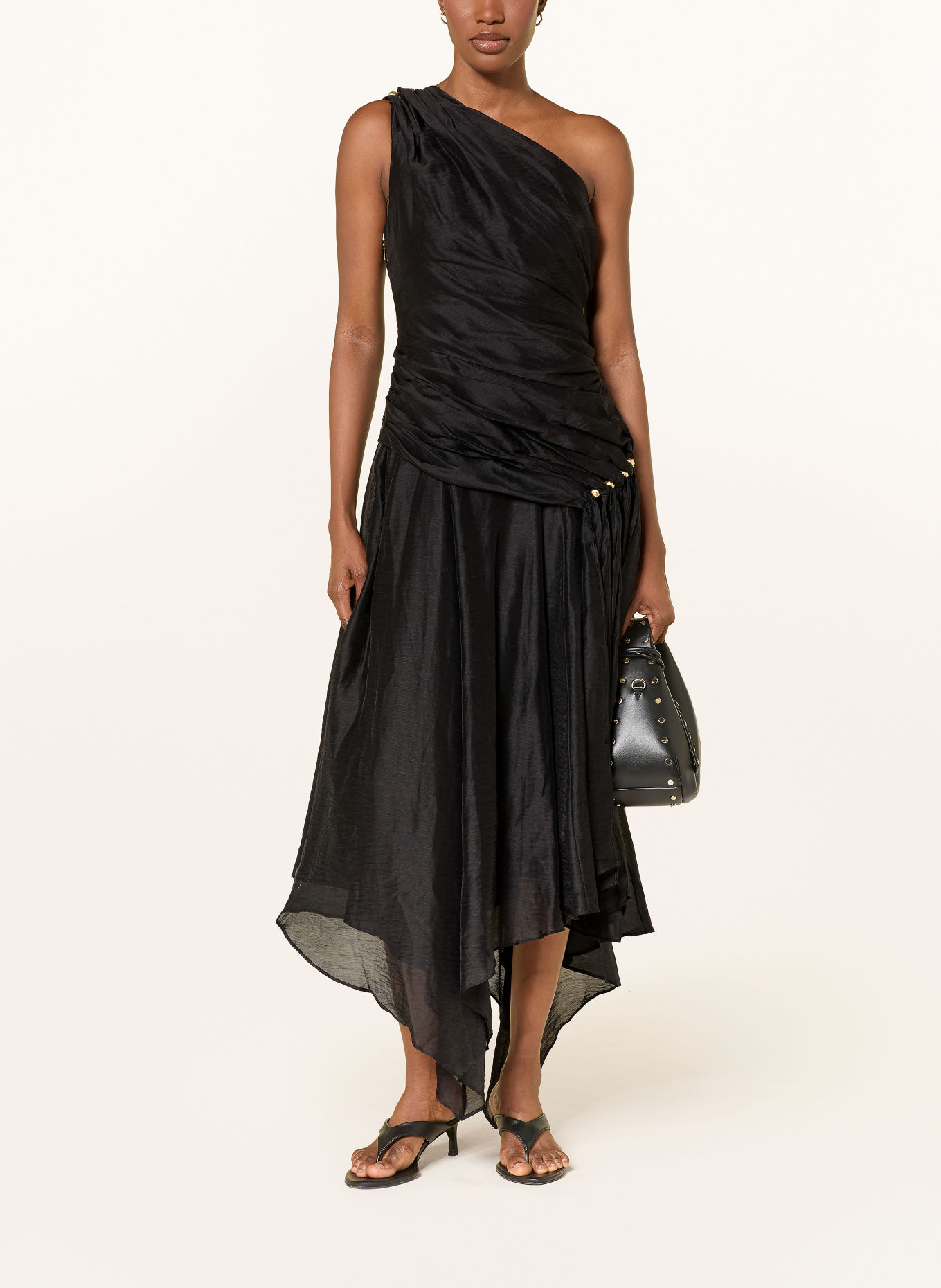 Aje. Cocktailkleid CAPTURE mit Cut-outs und Schmuckperlen: SCHWARZ