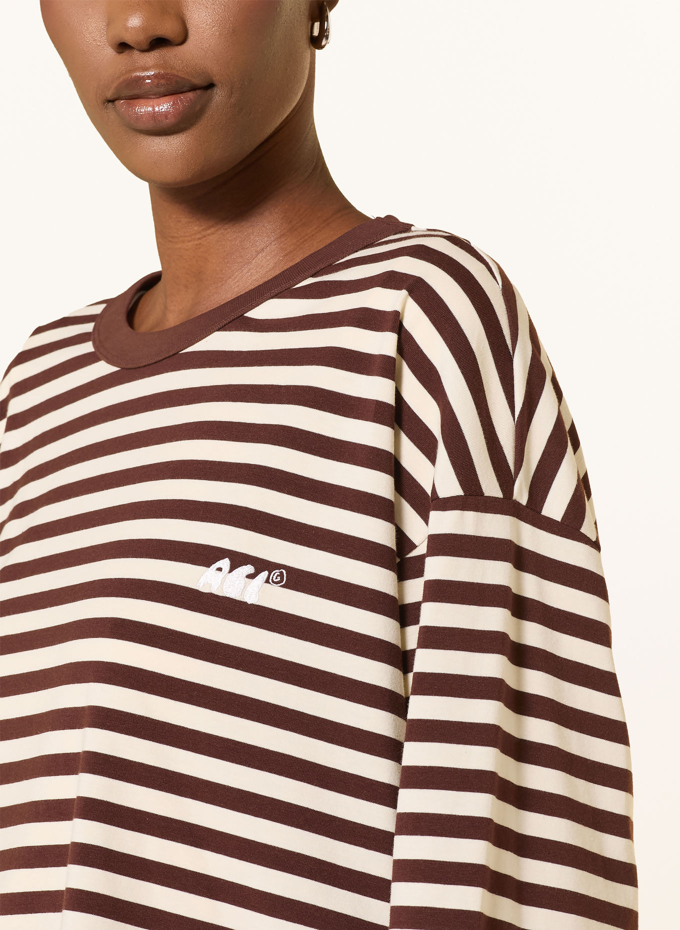 another COTTON LAB Long-sleeve shirt: DARK BROWN / CREAM
