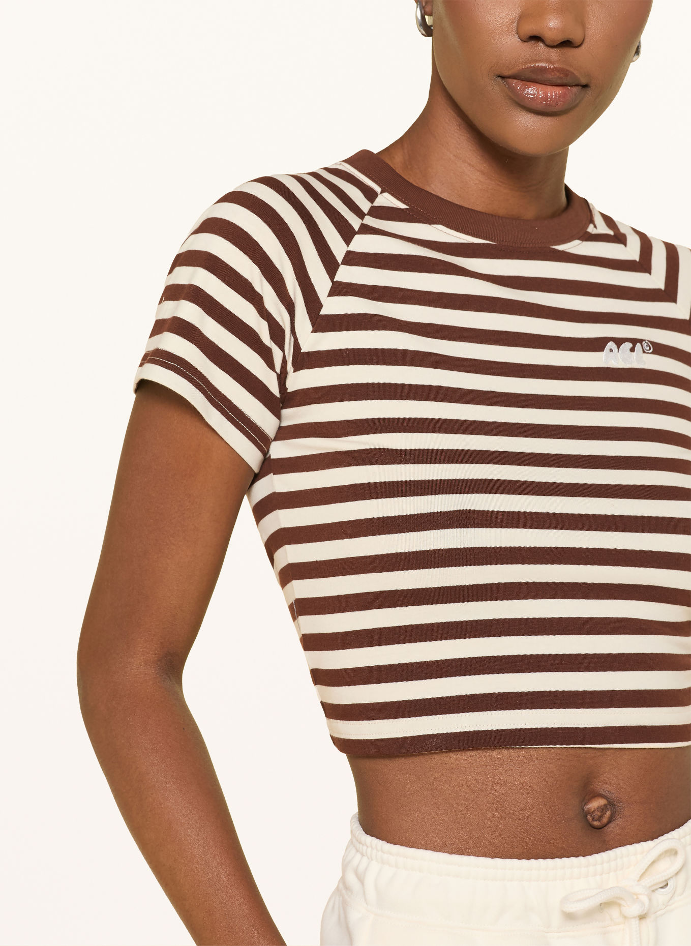 another COTTON LAB Cropped-Shirt: DUNKELBRAUN / CREME