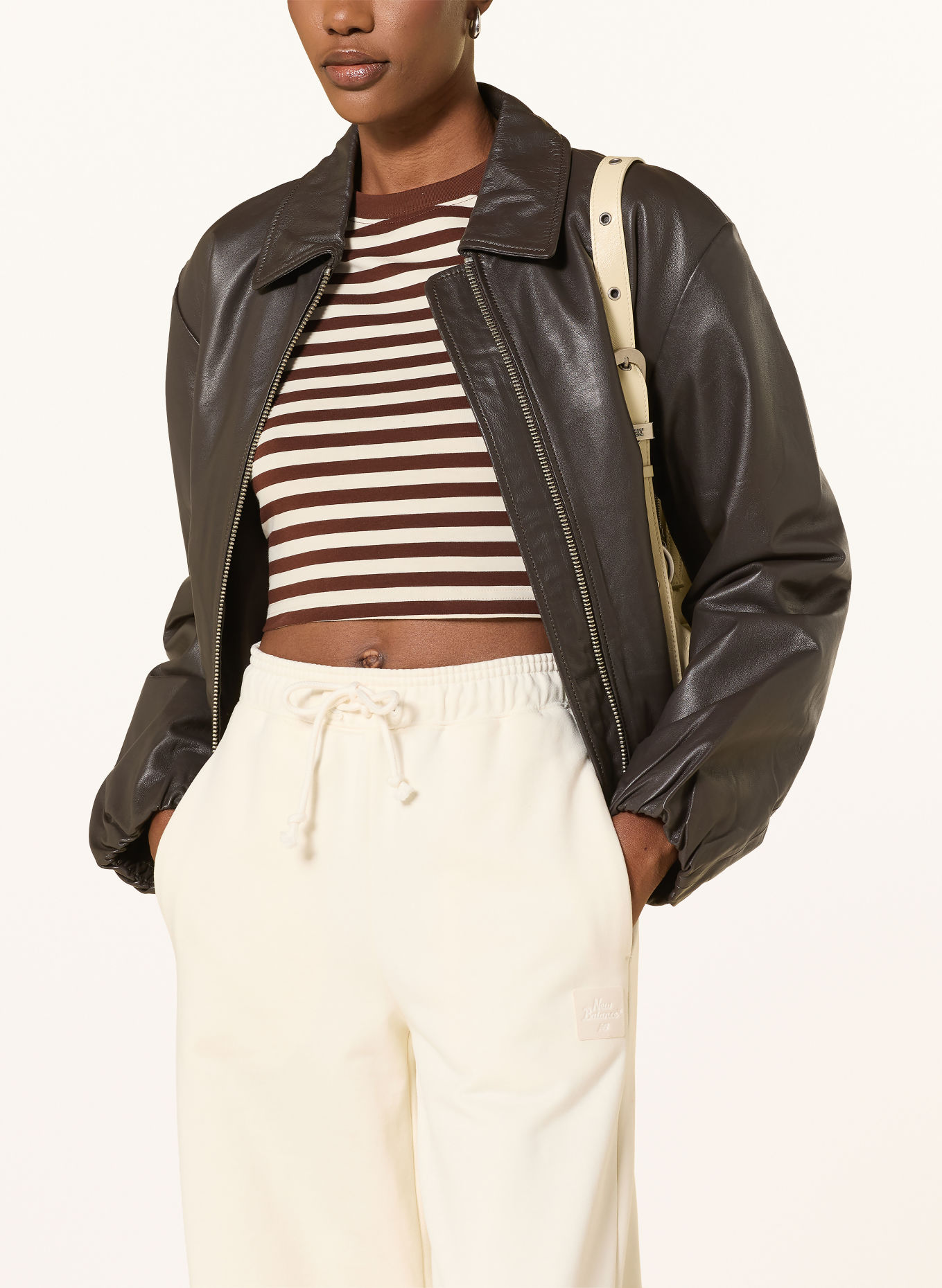 another COTTON LAB Cropped-Shirt: DUNKELBRAUN / CREME