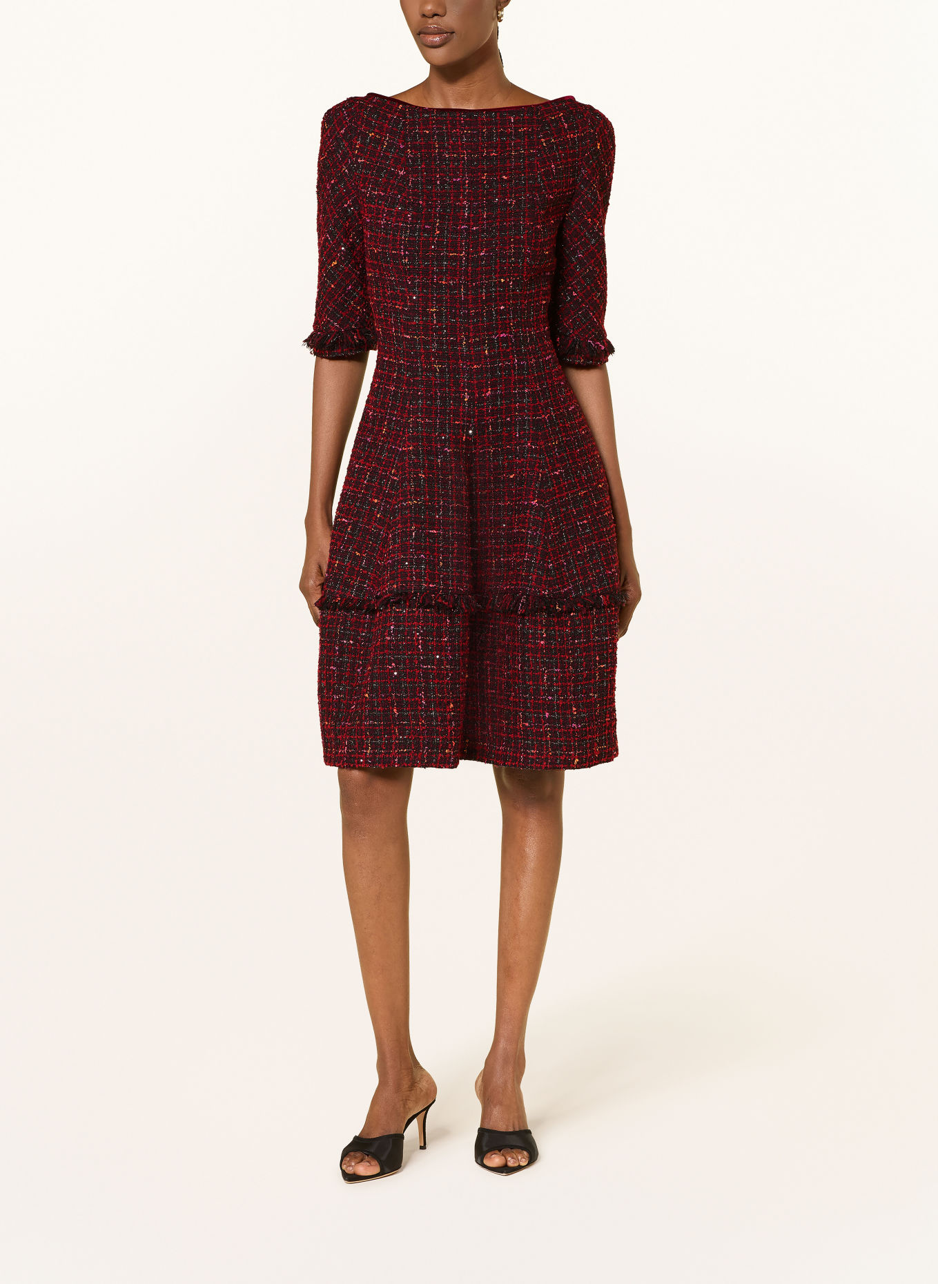 TALBOT RUNHOF Bouclé dress with glitter yarn: 364 BURGUNDY