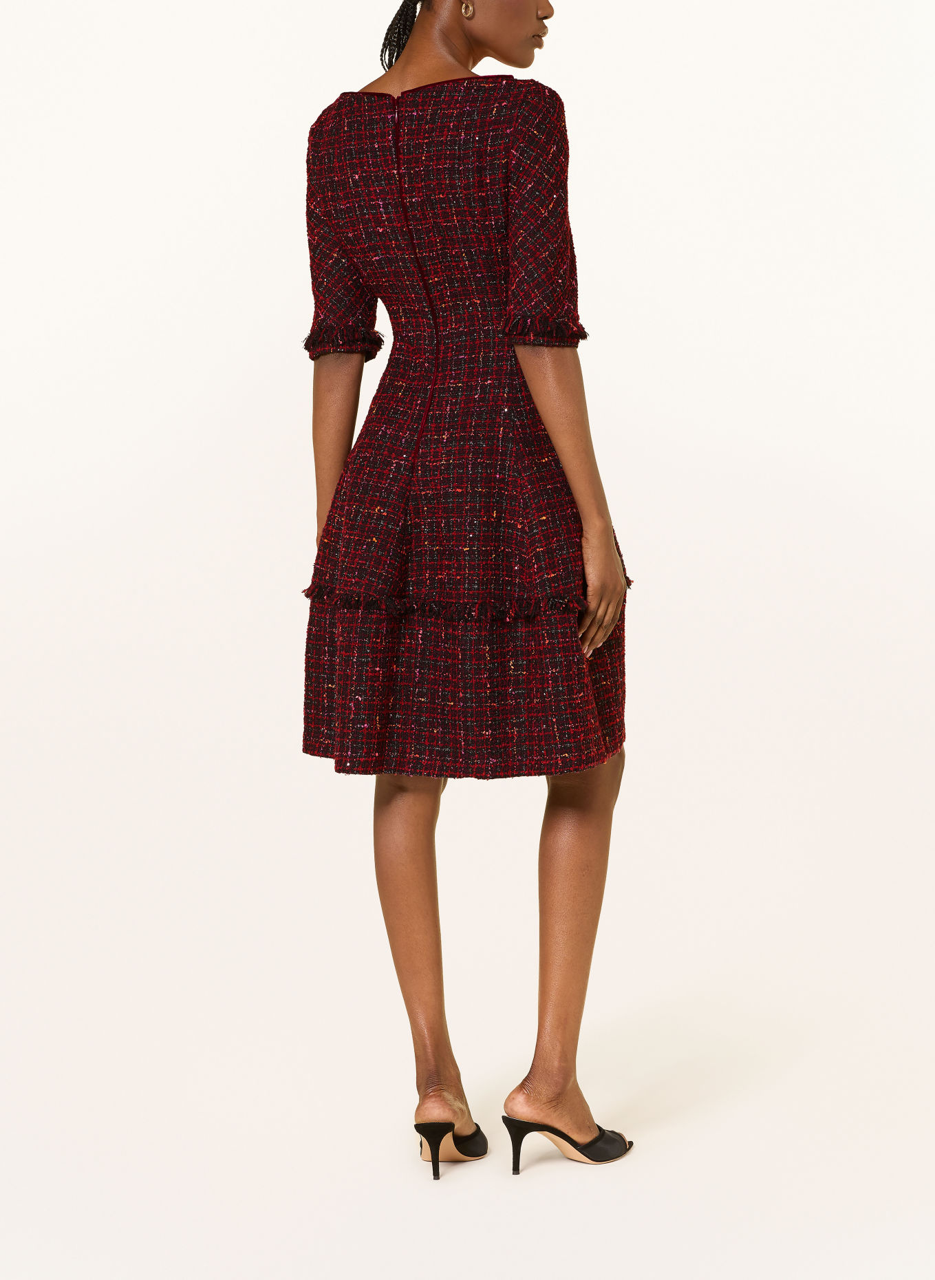 TALBOT RUNHOF Bouclé dress with glitter yarn: 364 BURGUNDY