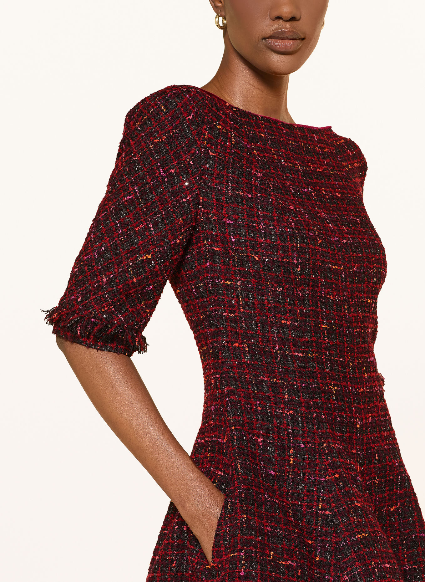 TALBOT RUNHOF Bouclé dress with glitter yarn: 364 BURGUNDY