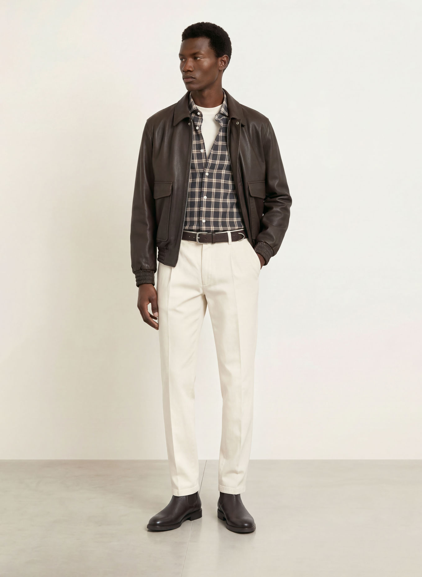 BARBA NAPOLI Flanellen overhemd, slim fit: DONKERGRIJS / BEIGE