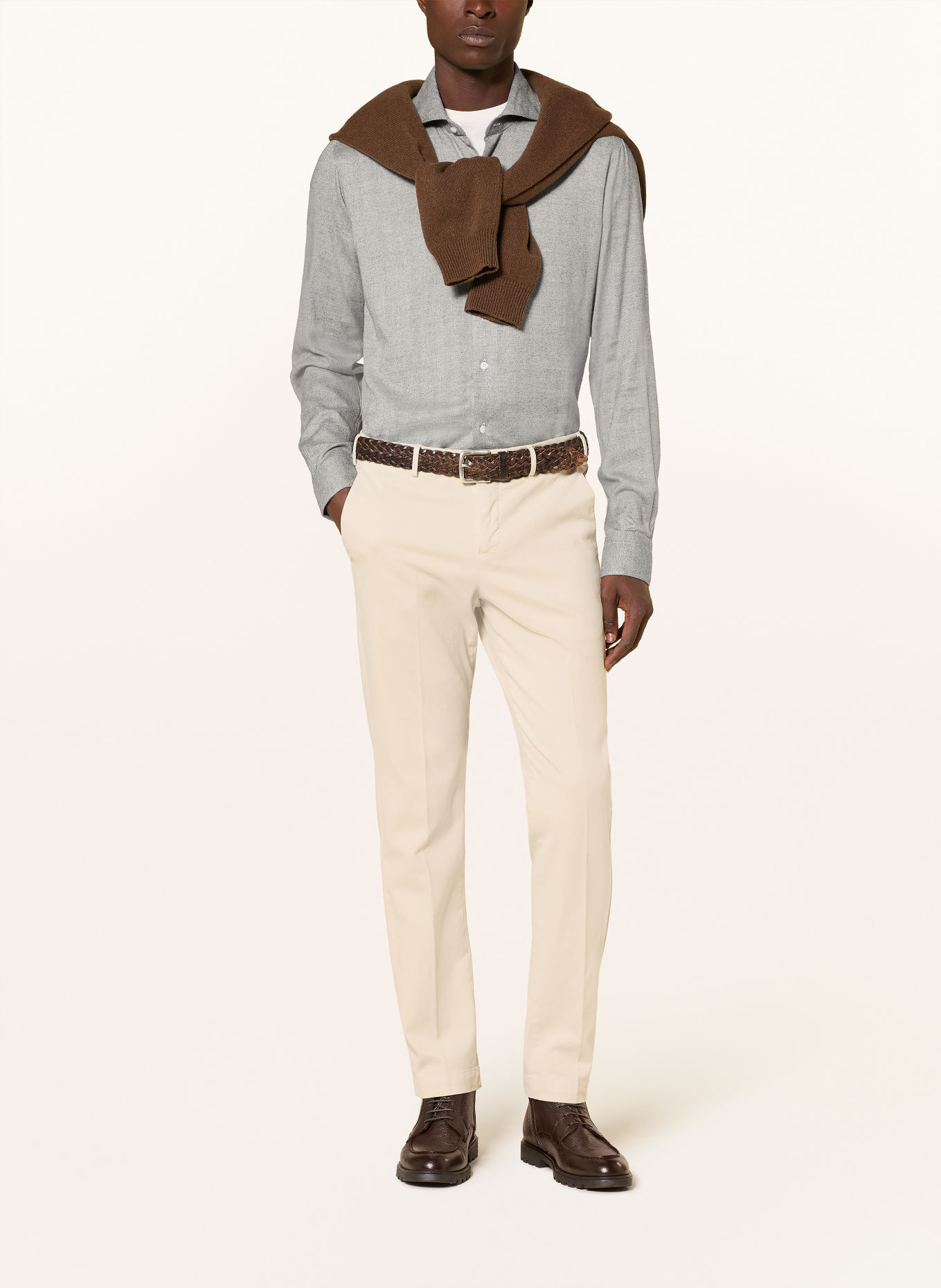BARBA NAPOLI Overhemd, slim fit: GRIJS