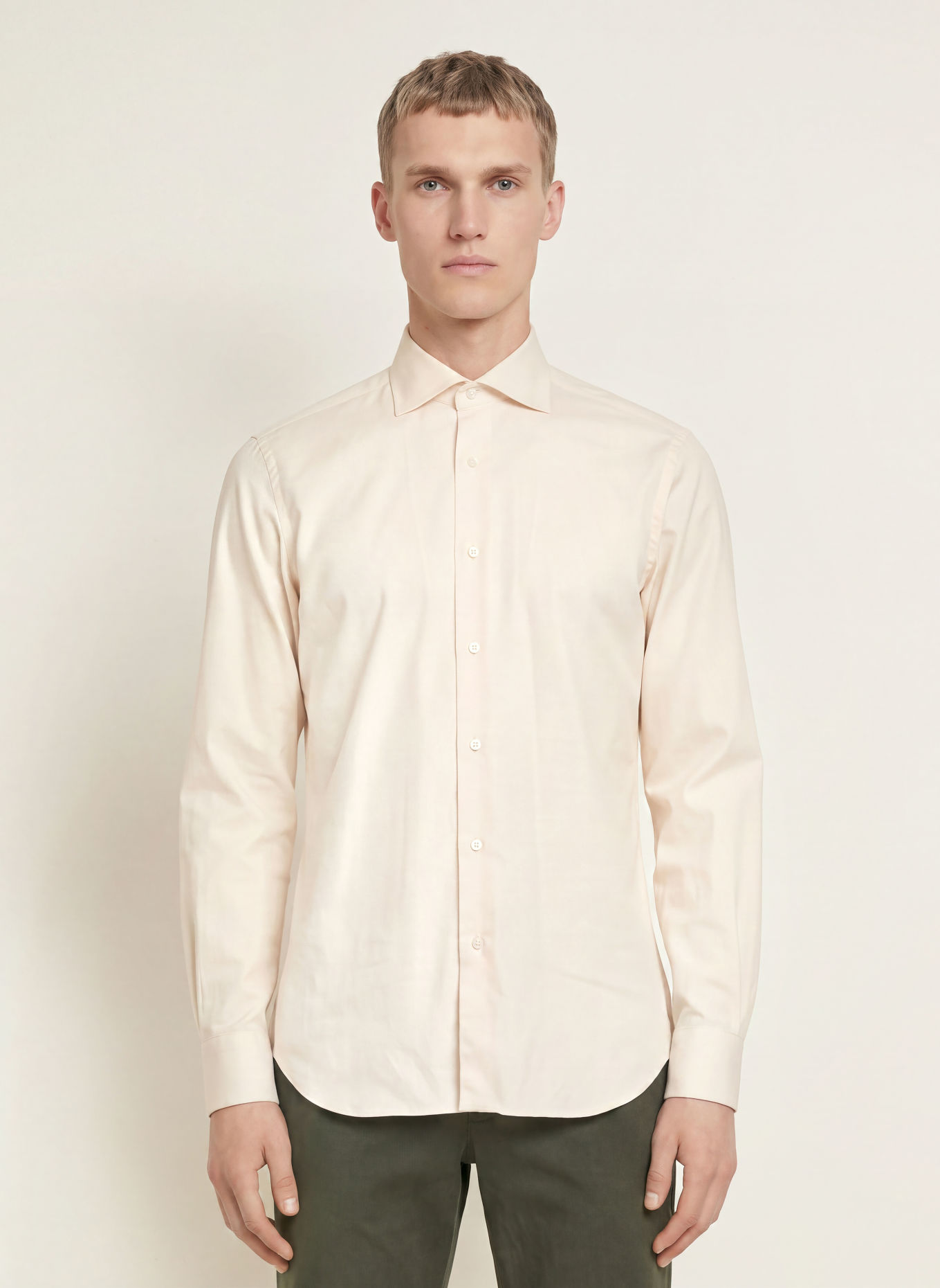 BARBA NAPOLI Flanellen overhemd, slim fit: WIT