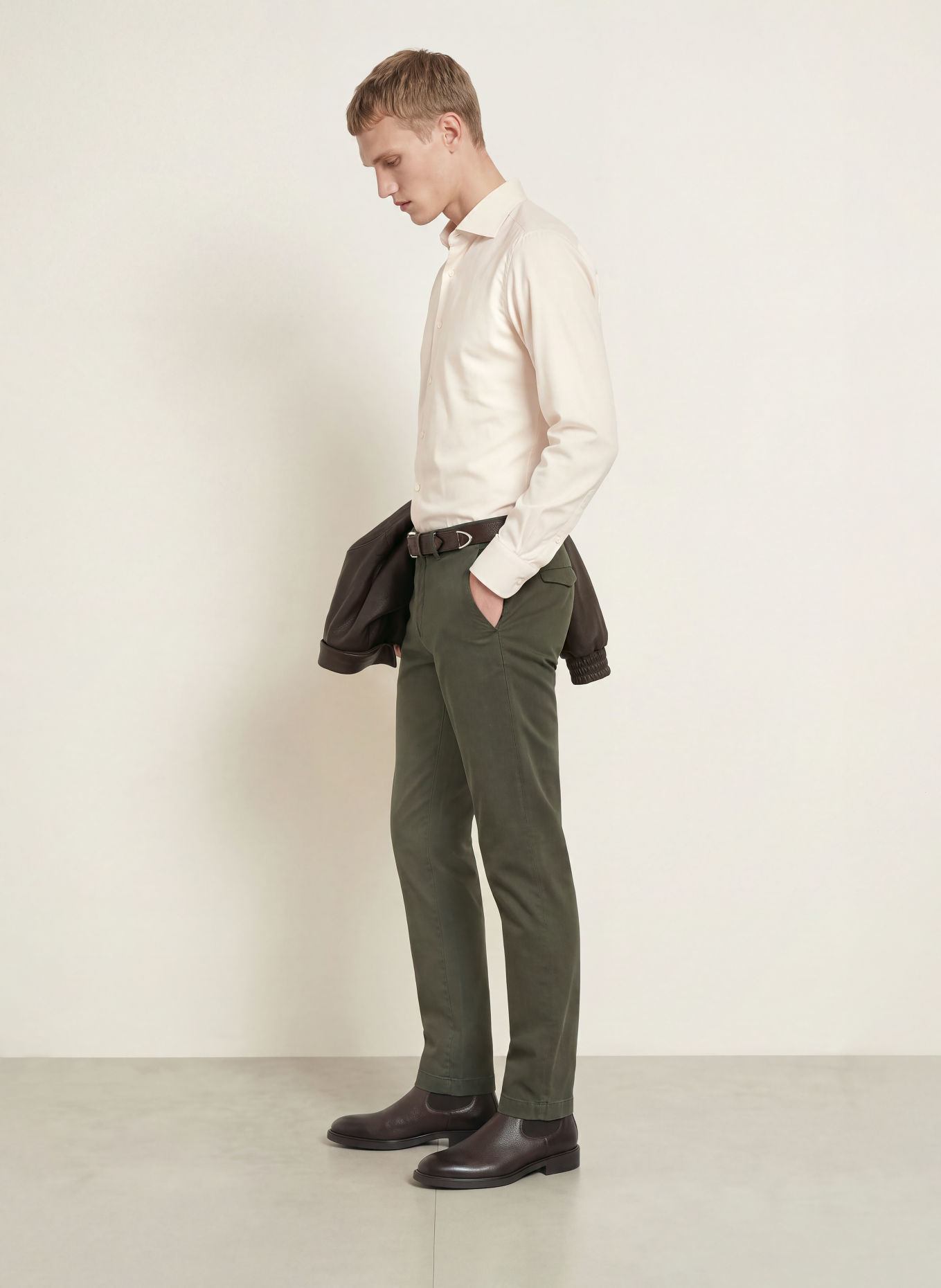 BARBA NAPOLI Flanellen overhemd, slim fit: WIT
