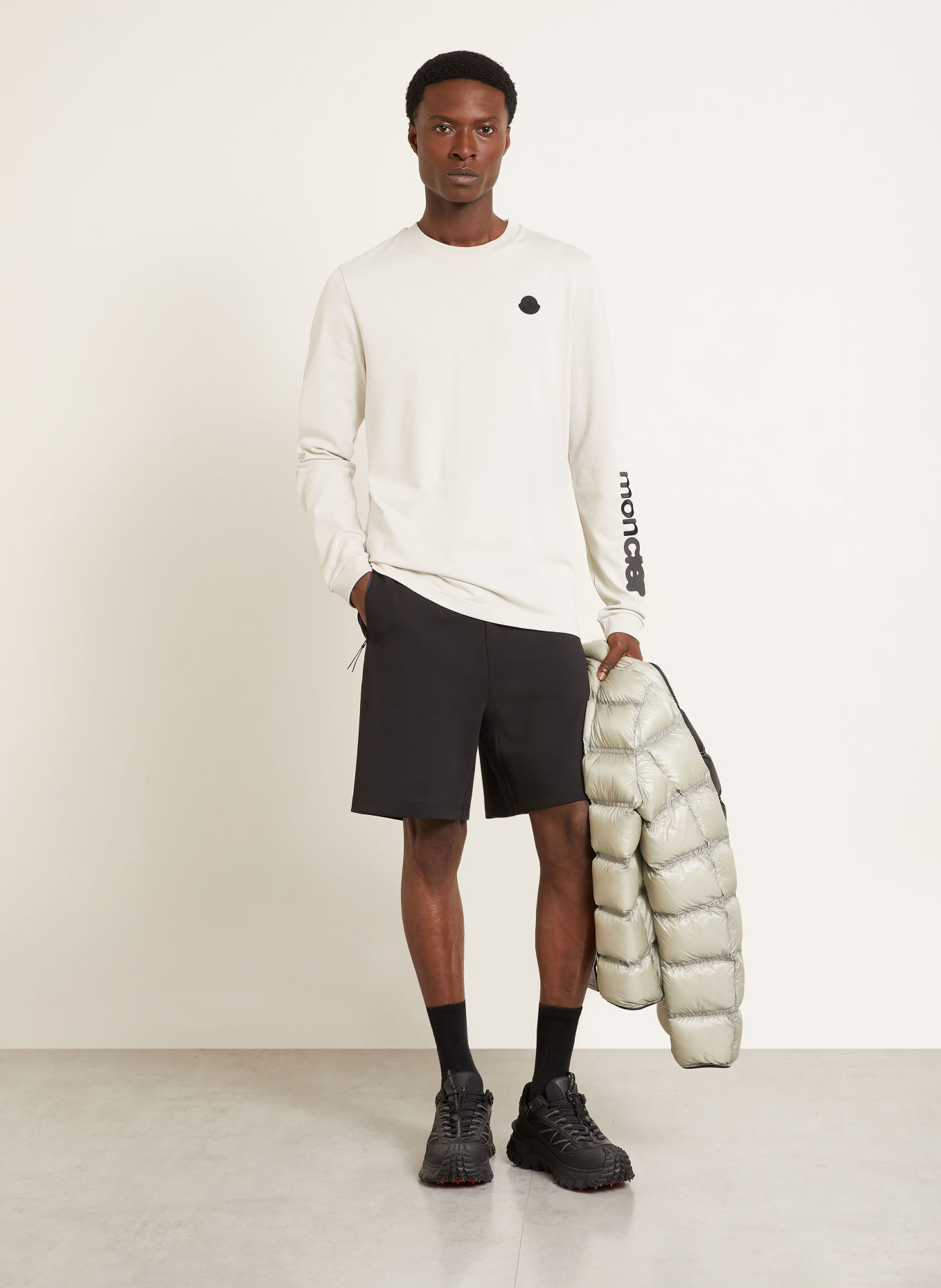 MONCLER Koszulka z długim rękawem: BEŻOWY / CZARNY