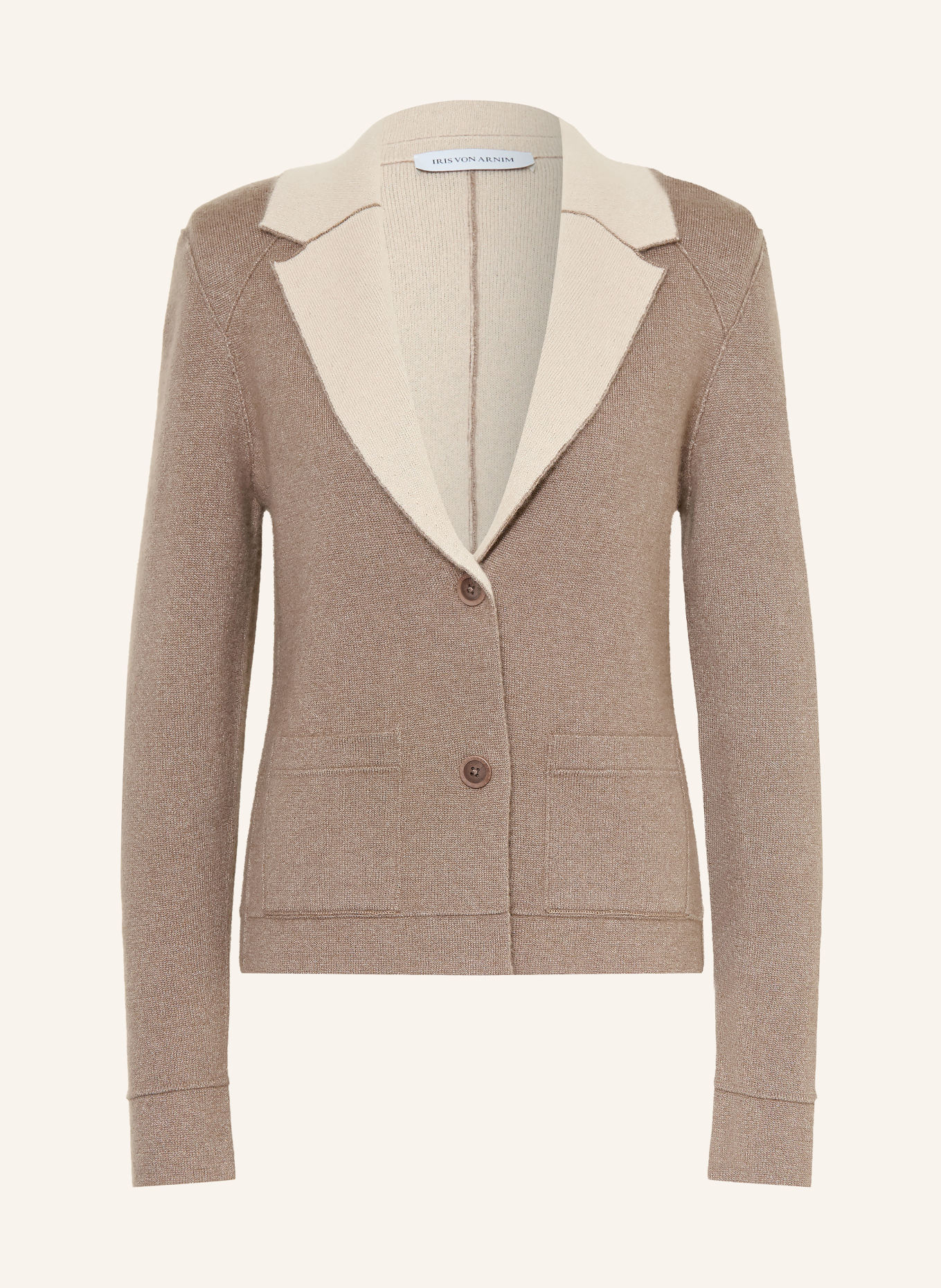 IRIS von ARNIM DAVITA Knitted Blazer with Cashmere: TAUPE / CREAM