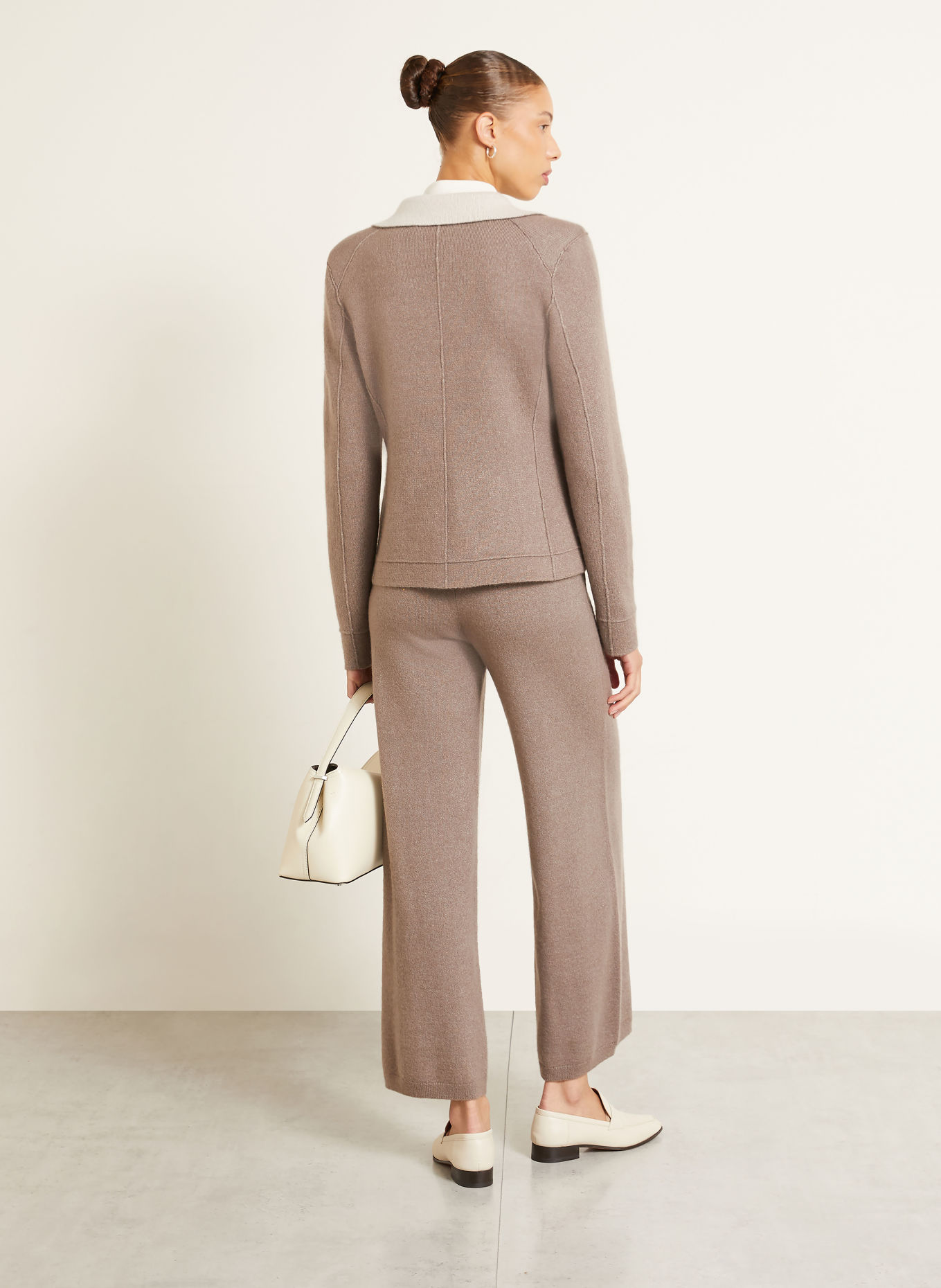 IRIS von ARNIM DAVITA Knitted Blazer with Cashmere: TAUPE / CREAM