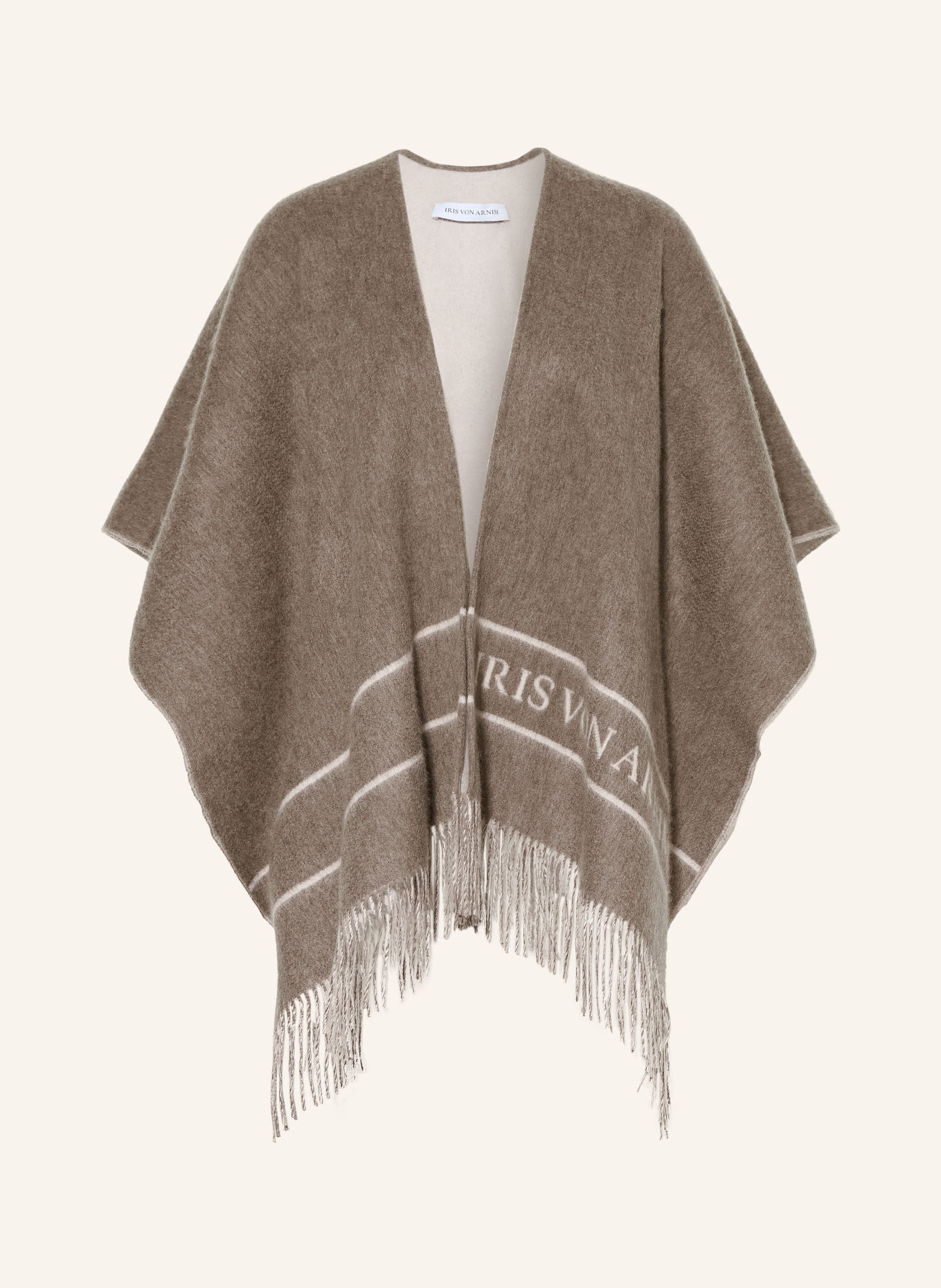 IRIS von ARNIM LUNEA Cashmere Cape: TAUPE / CREAM