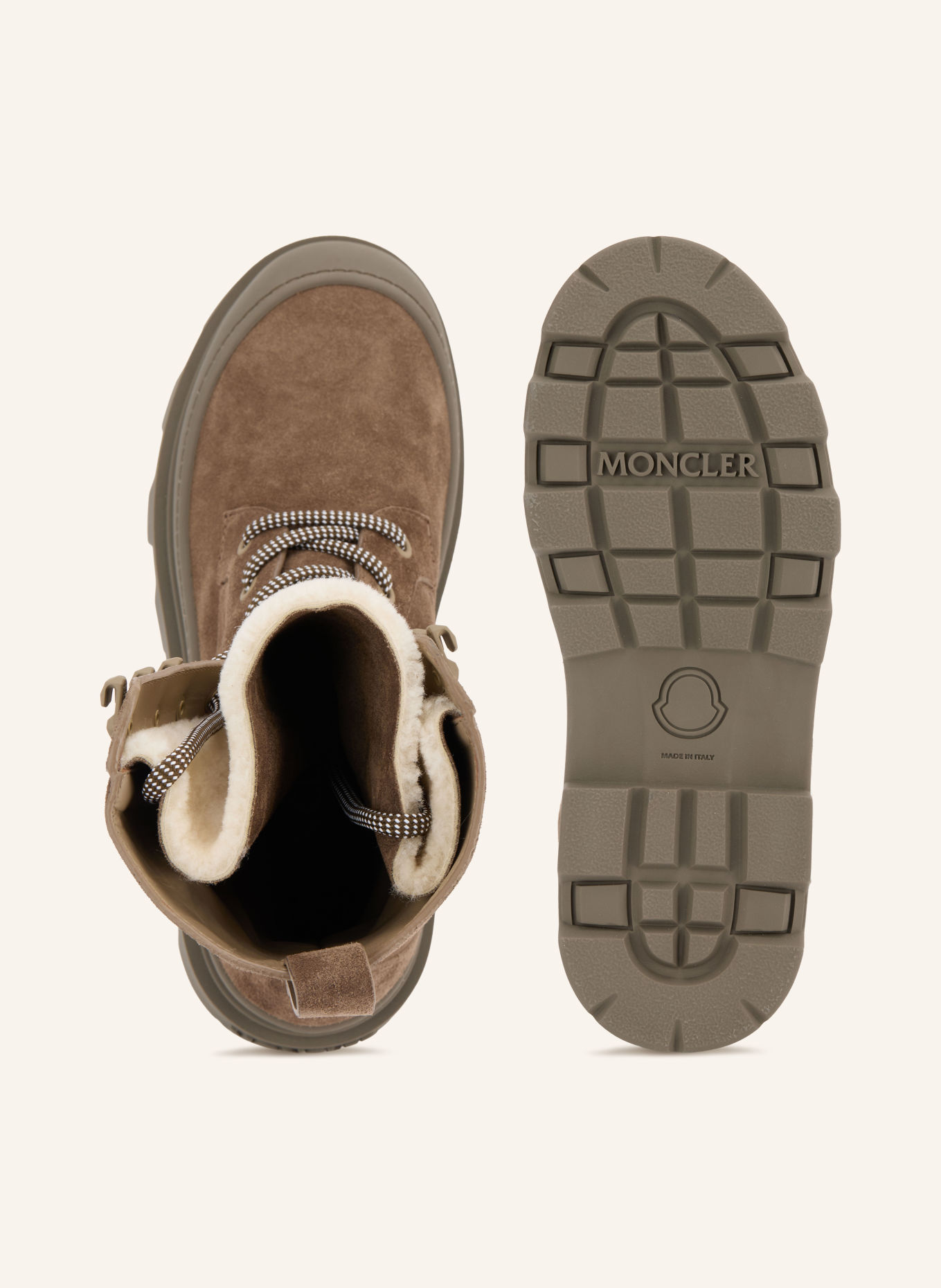MONCLER Botki sznurowane VERA: BRĄZOWY / KREMOWY