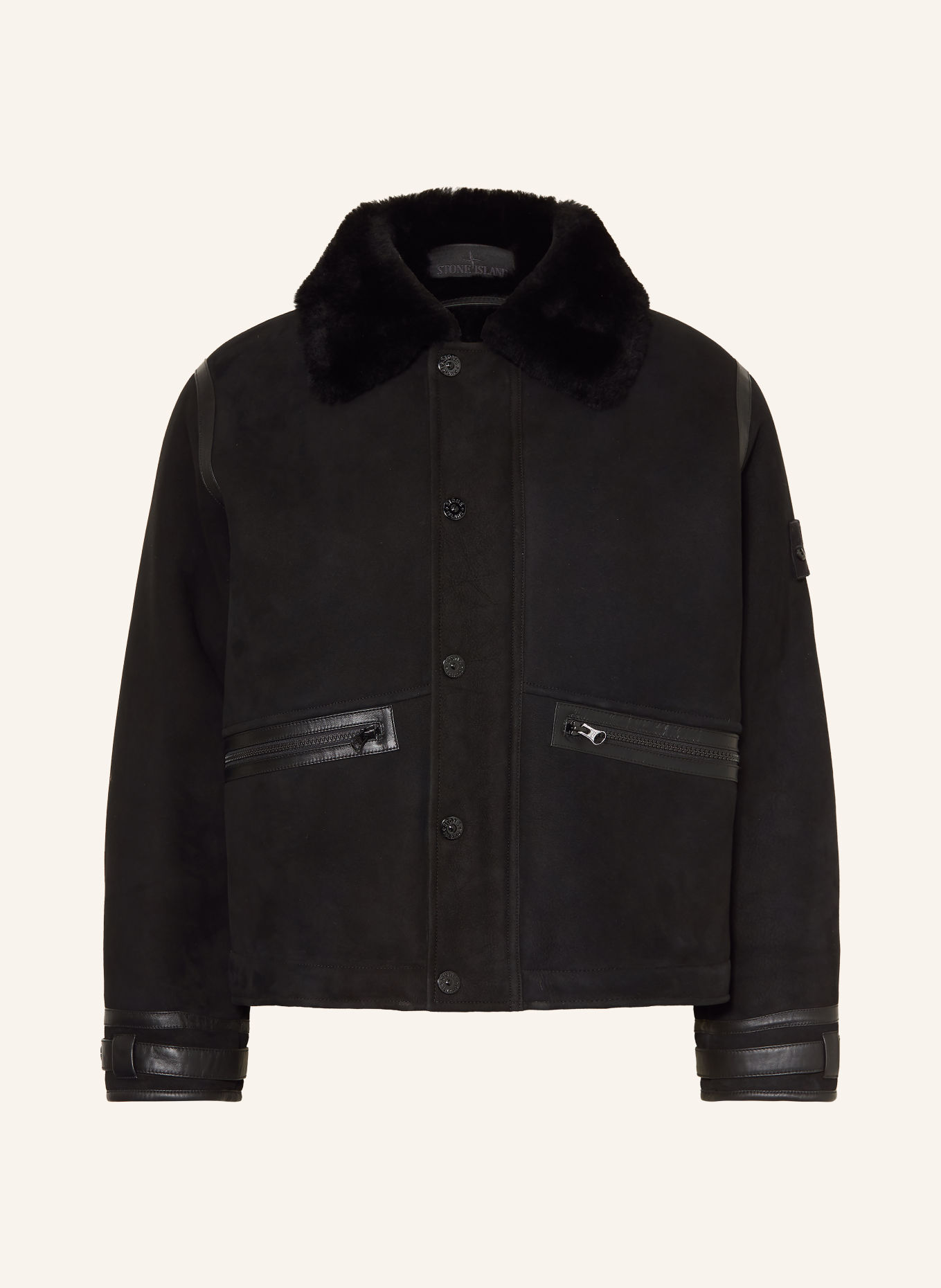 STONE ISLAND Leren jas GHOST: ZWART
