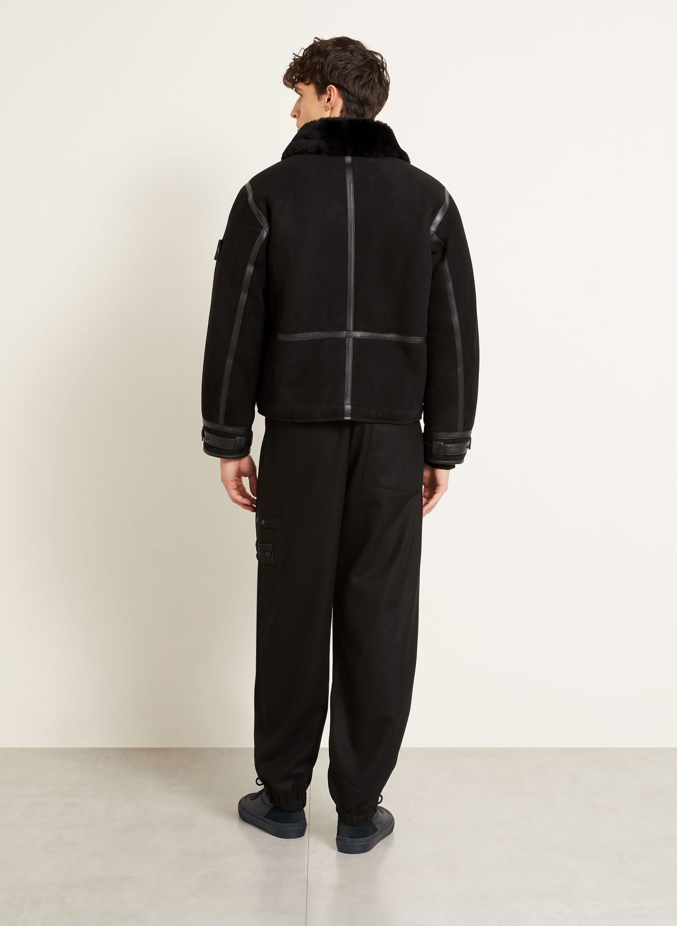 STONE ISLAND Leren jas GHOST: ZWART