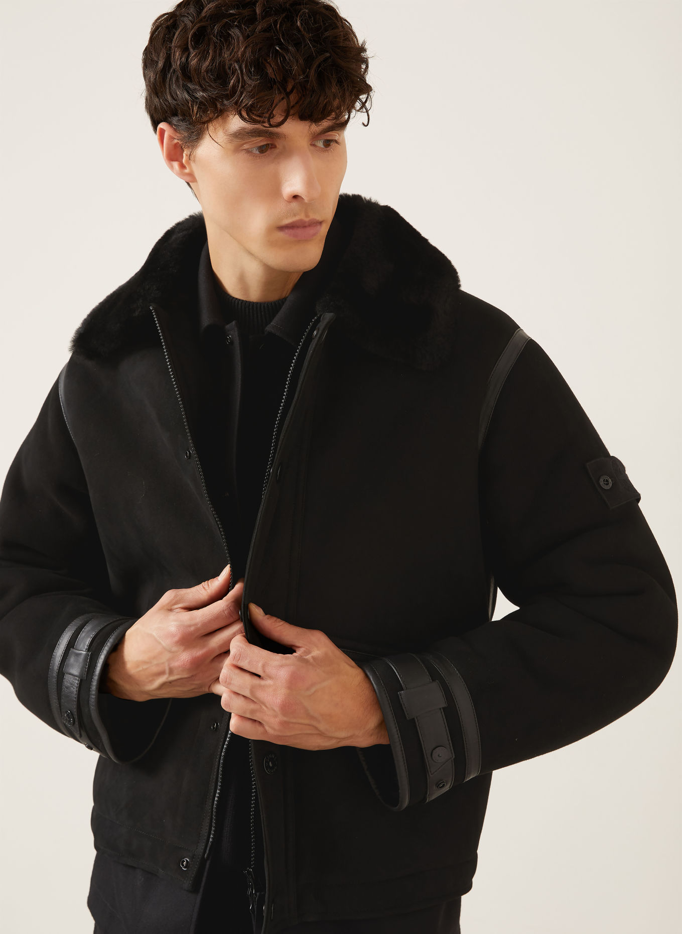 STONE ISLAND Leren jas GHOST: ZWART