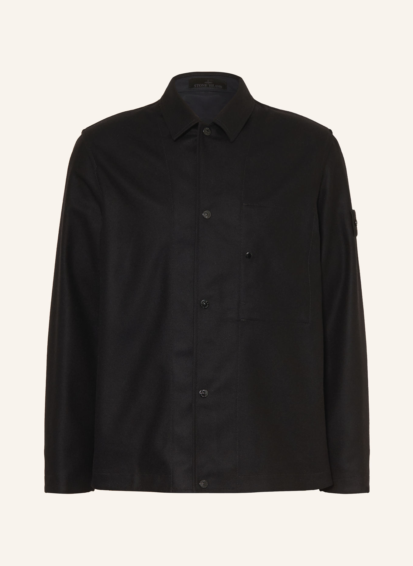 STONE ISLAND GHOST Flannel Overshirt: BLACK