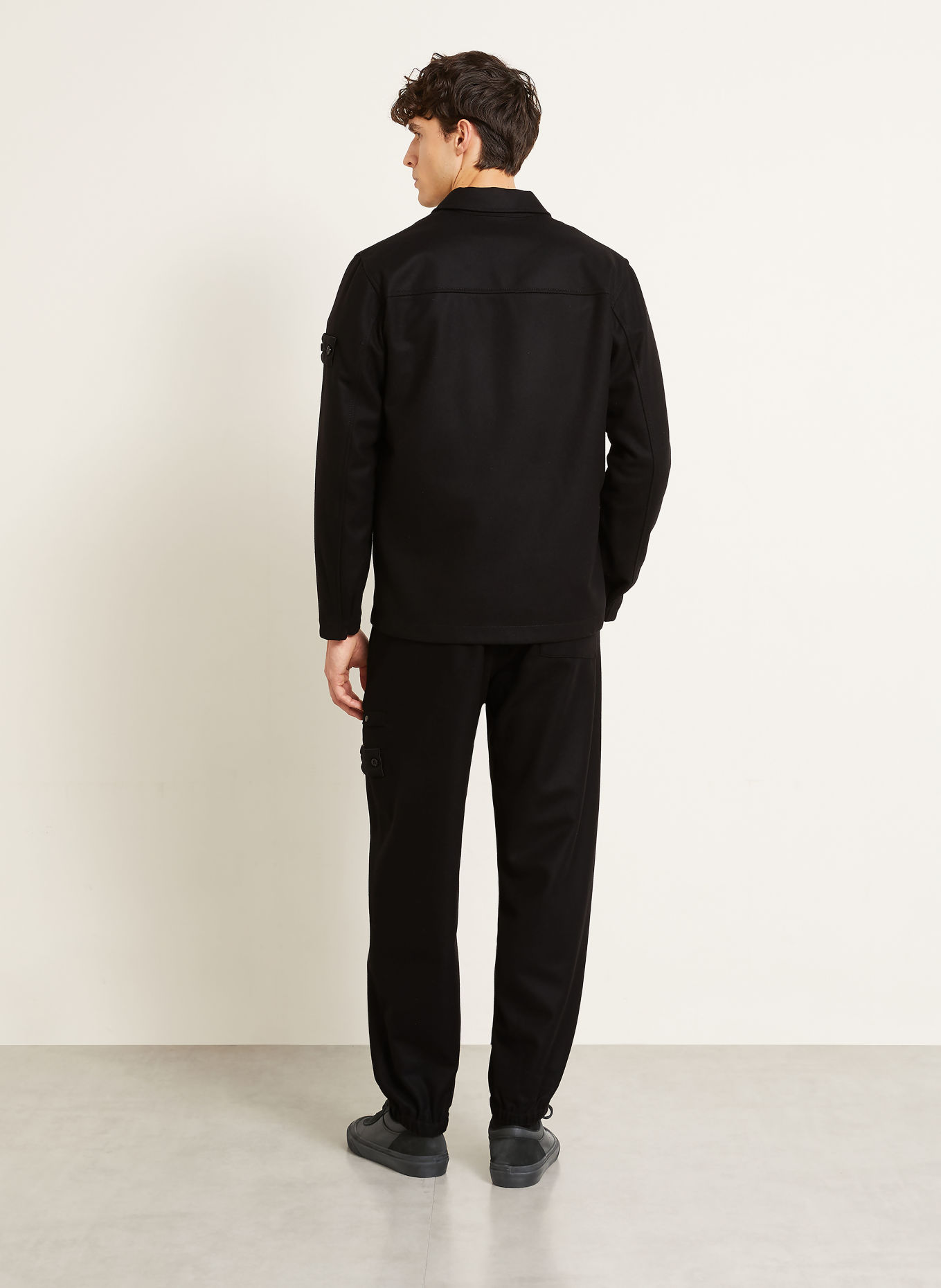 STONE ISLAND GHOST Flannel Overshirt: BLACK
