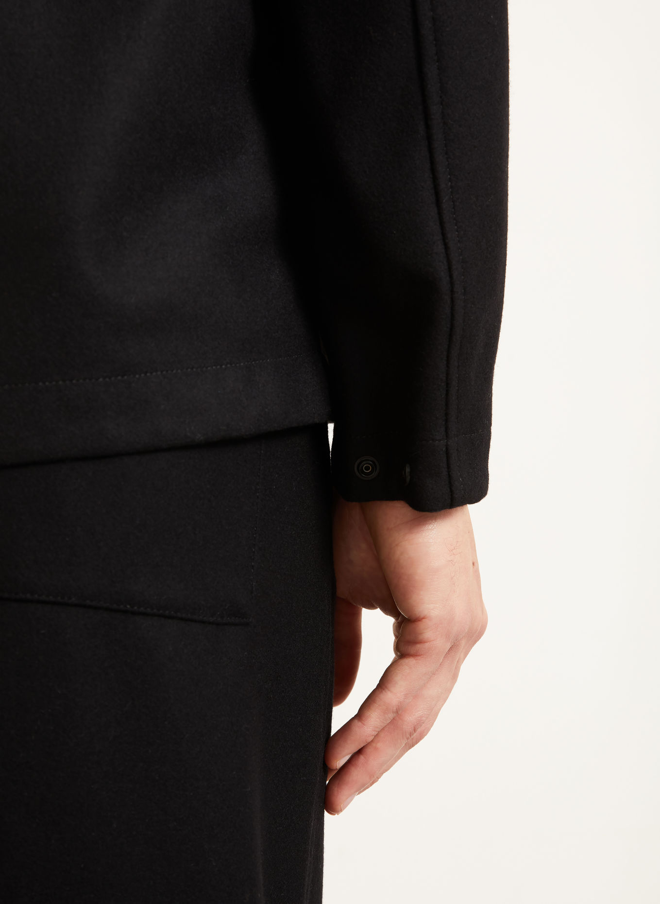 STONE ISLAND GHOST Flannel Overshirt: BLACK