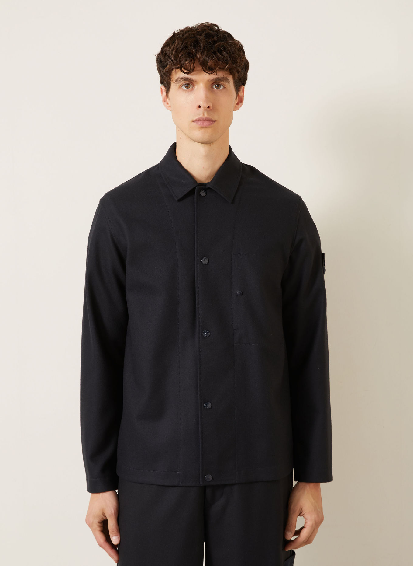 STONE ISLAND Overjacket GHOST van flanel: DONKERBLAUW