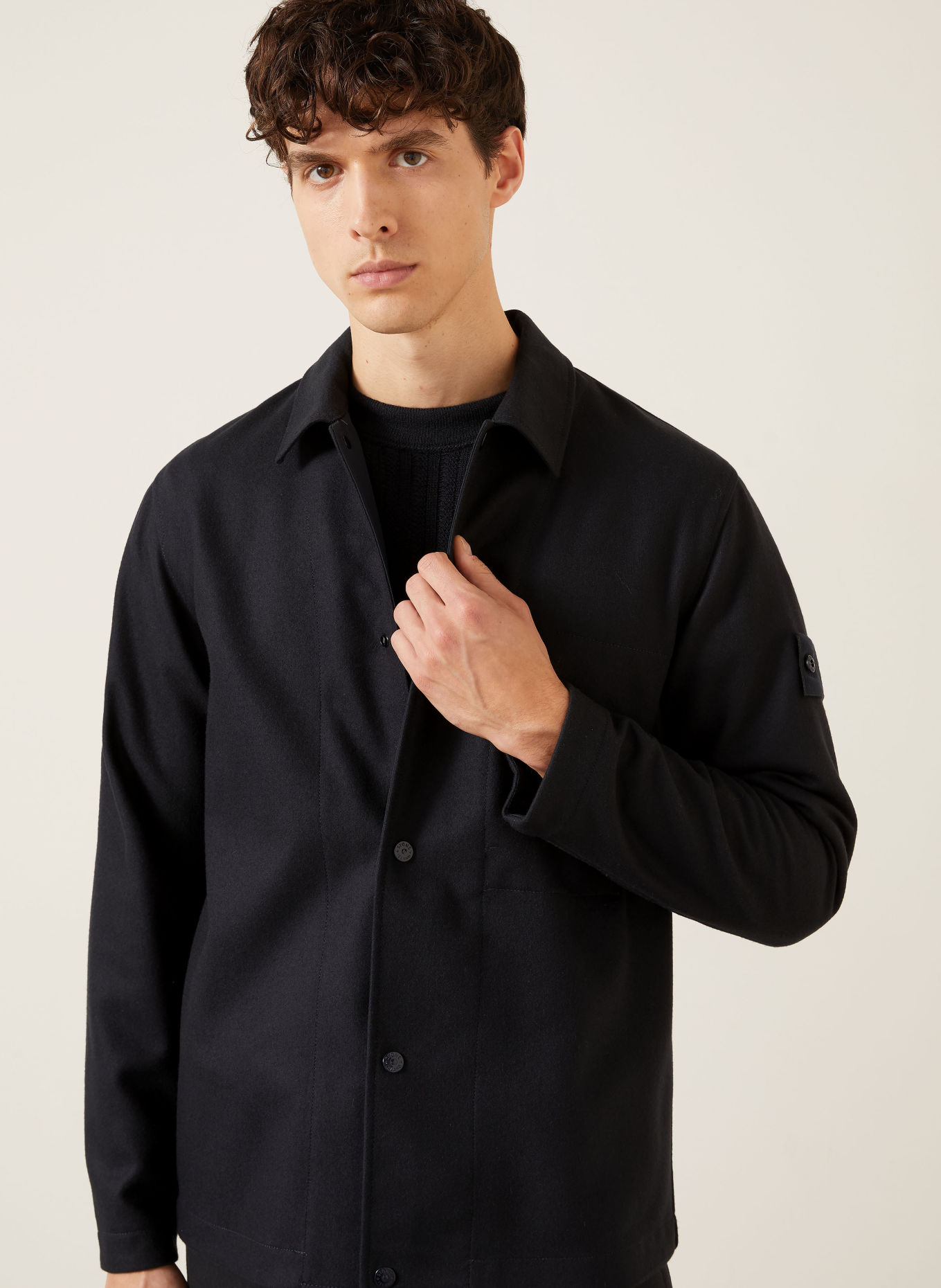 STONE ISLAND Overjacket GHOST van flanel: DONKERBLAUW