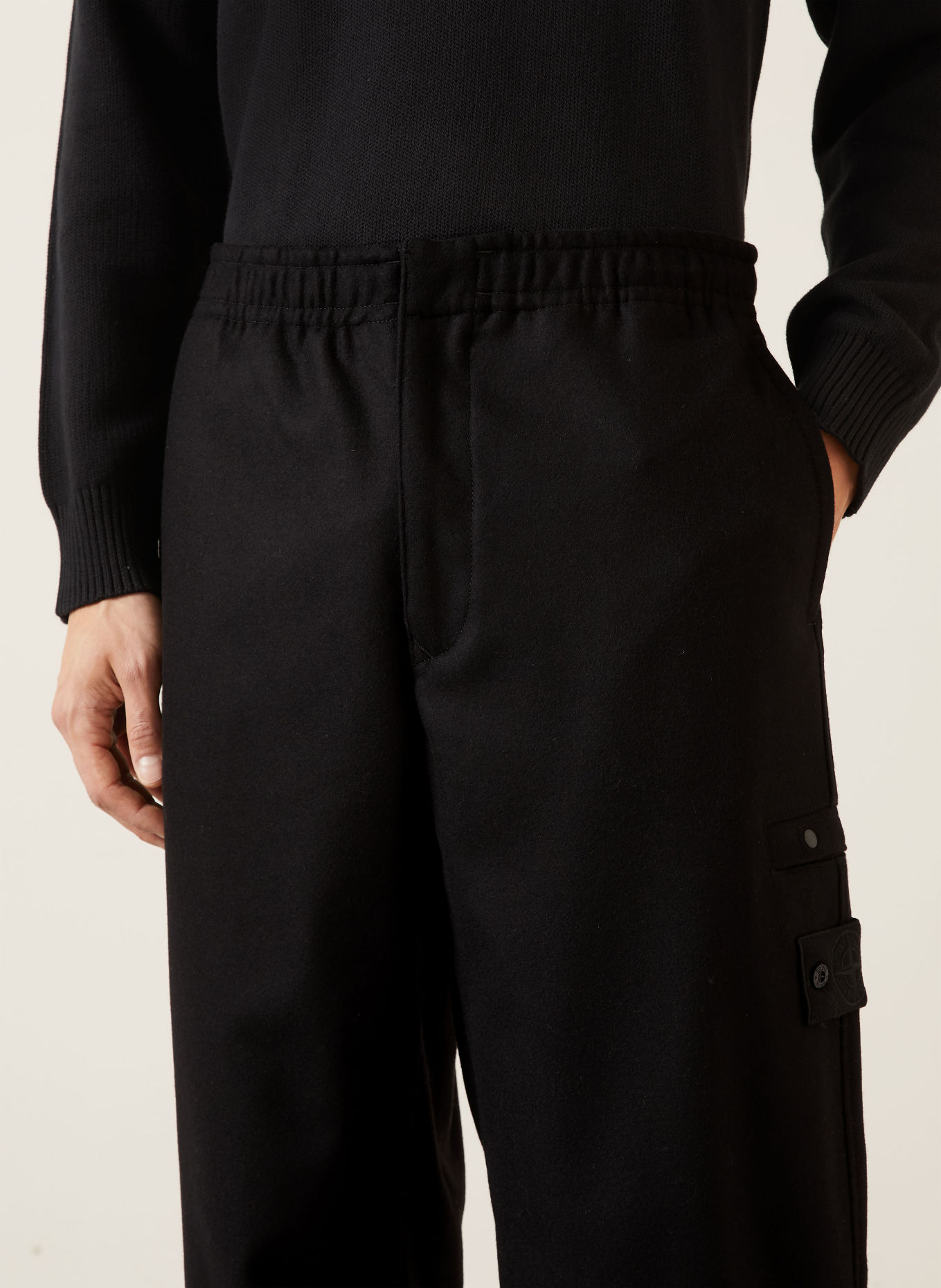 STONE ISLAND Flanellhose GHOST im Jogging-Stil Extra Slim Fit: SCHWARZ