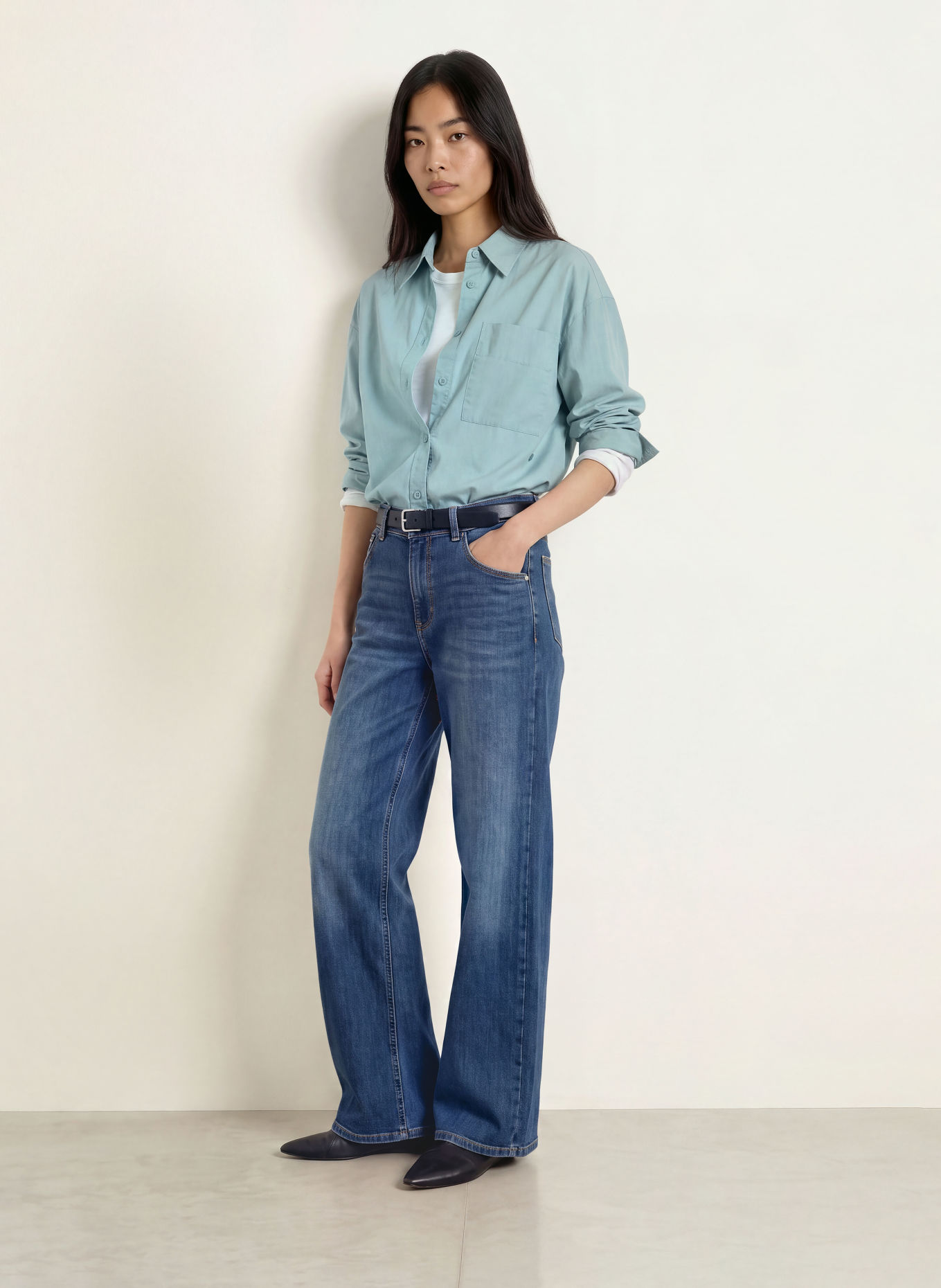 OPUS PANTS Hemdbluse FADY: BLAUGRAU