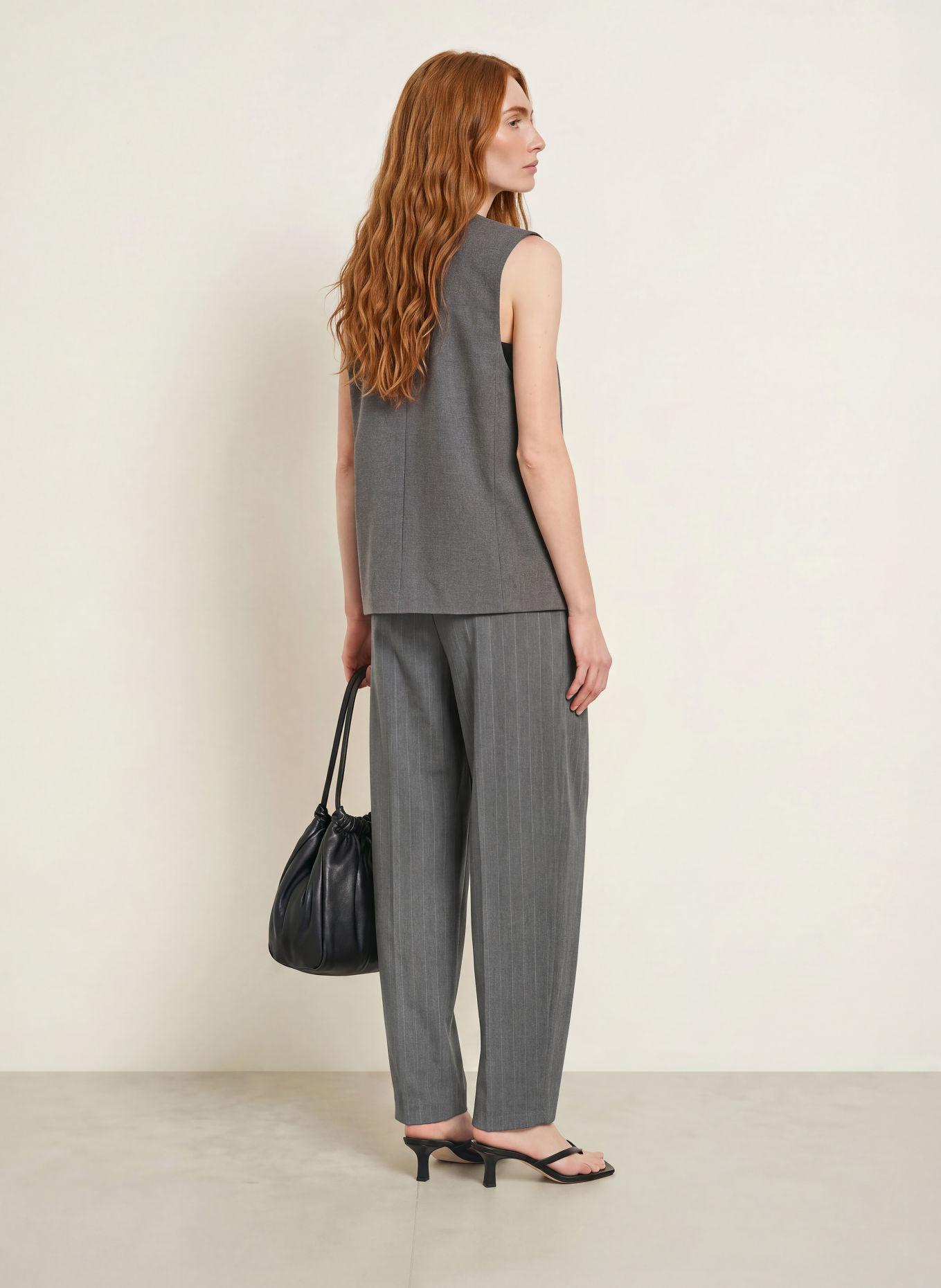 OPUS PANTS MOIRA Trousers: DARK GRAY / LIGHT GRAY