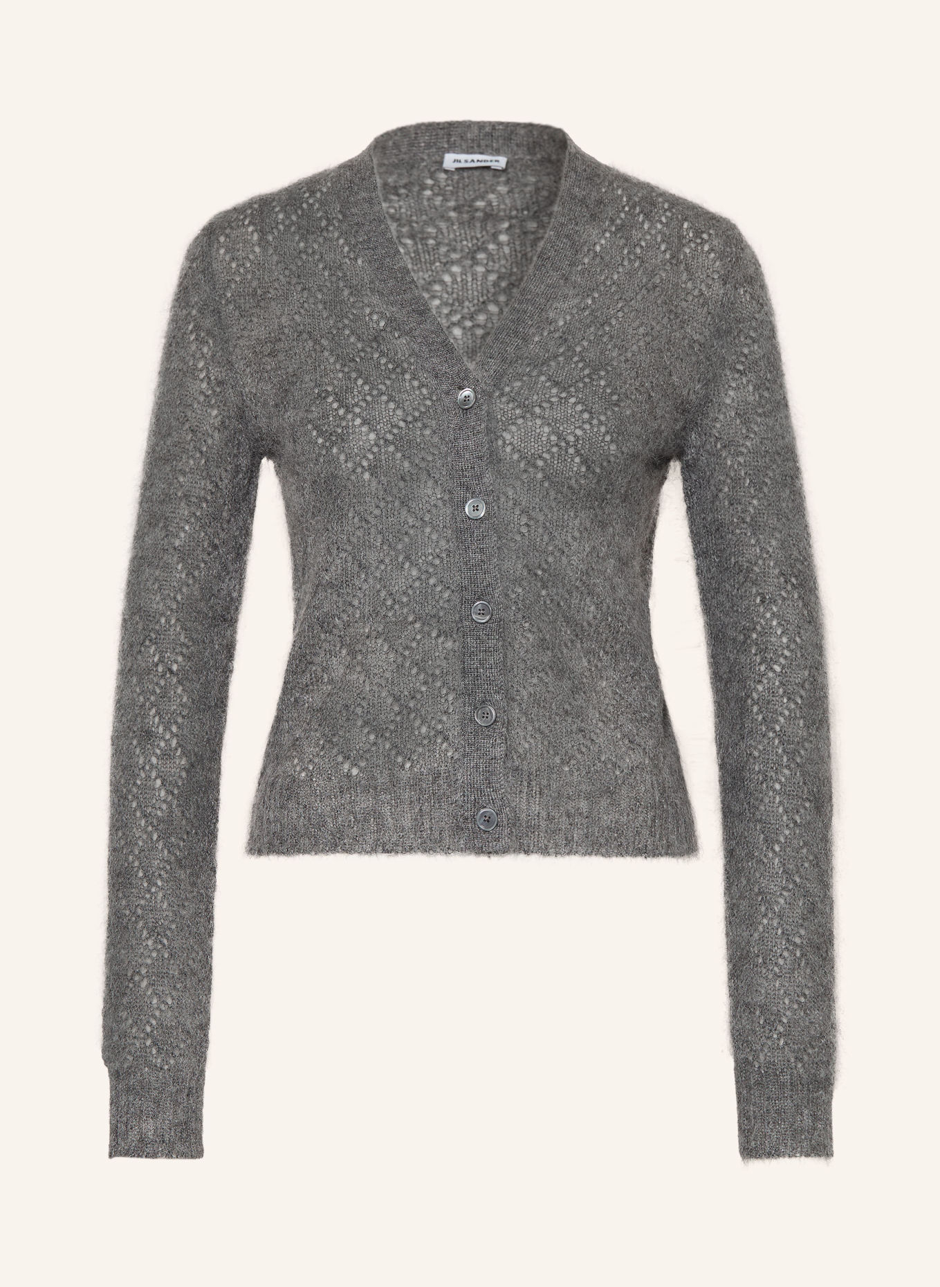 JIL SANDER Stickad kofta med mohair och siden: GRÅ