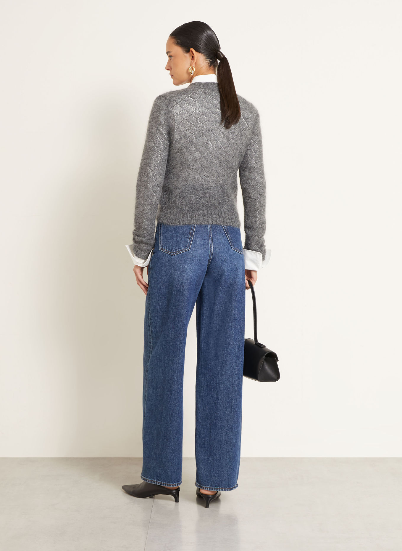 JIL SANDER Stickad kofta med mohair och siden: GRÅ