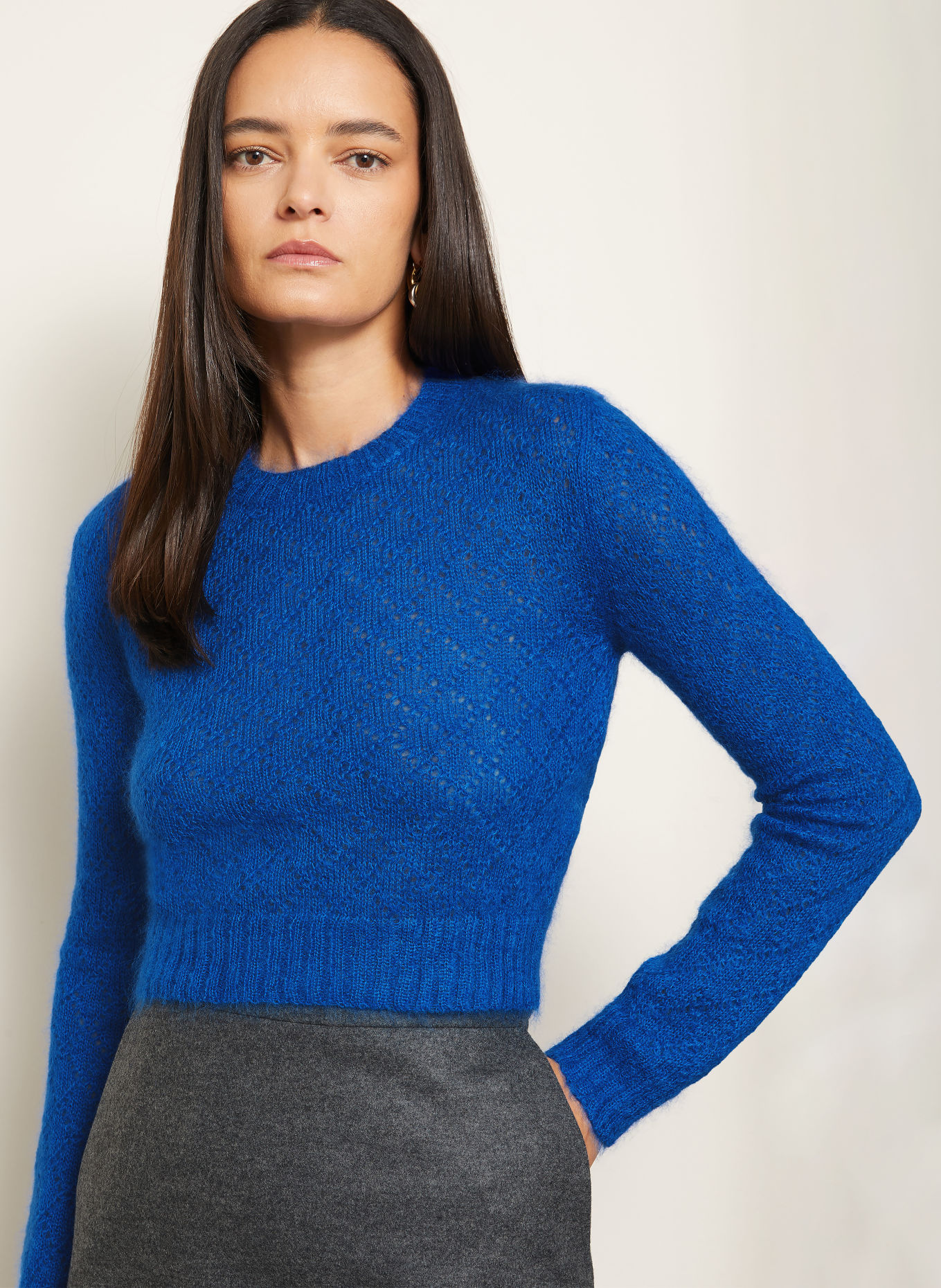 JIL SANDER Tröja med mohair och siden: BLÅ