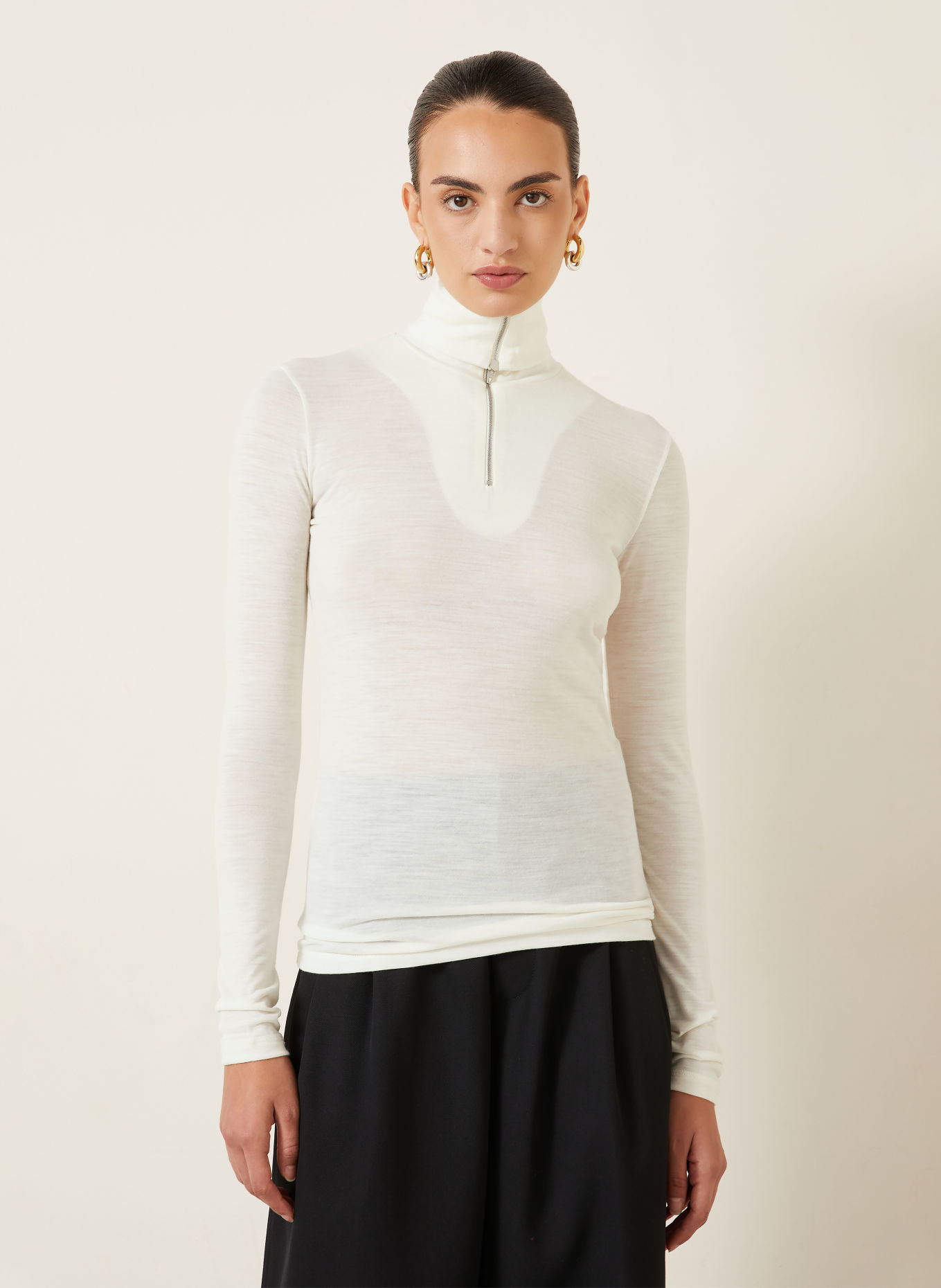 JIL SANDER Jersey-schipperstrui met capuchon: ECRU