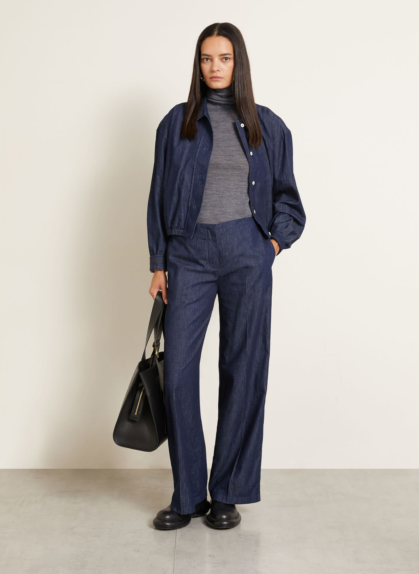 JIL SANDER Tröja med hög krage: GRÅ