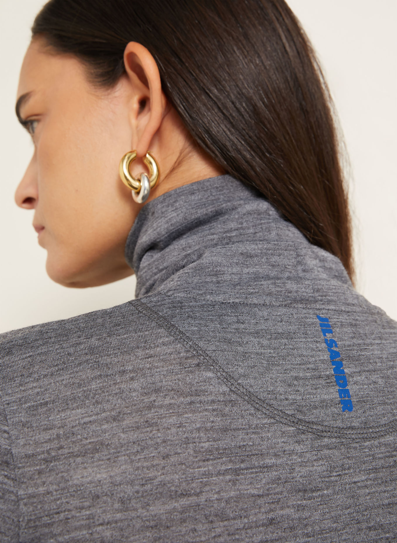 JIL SANDER Tröja med hög krage: GRÅ