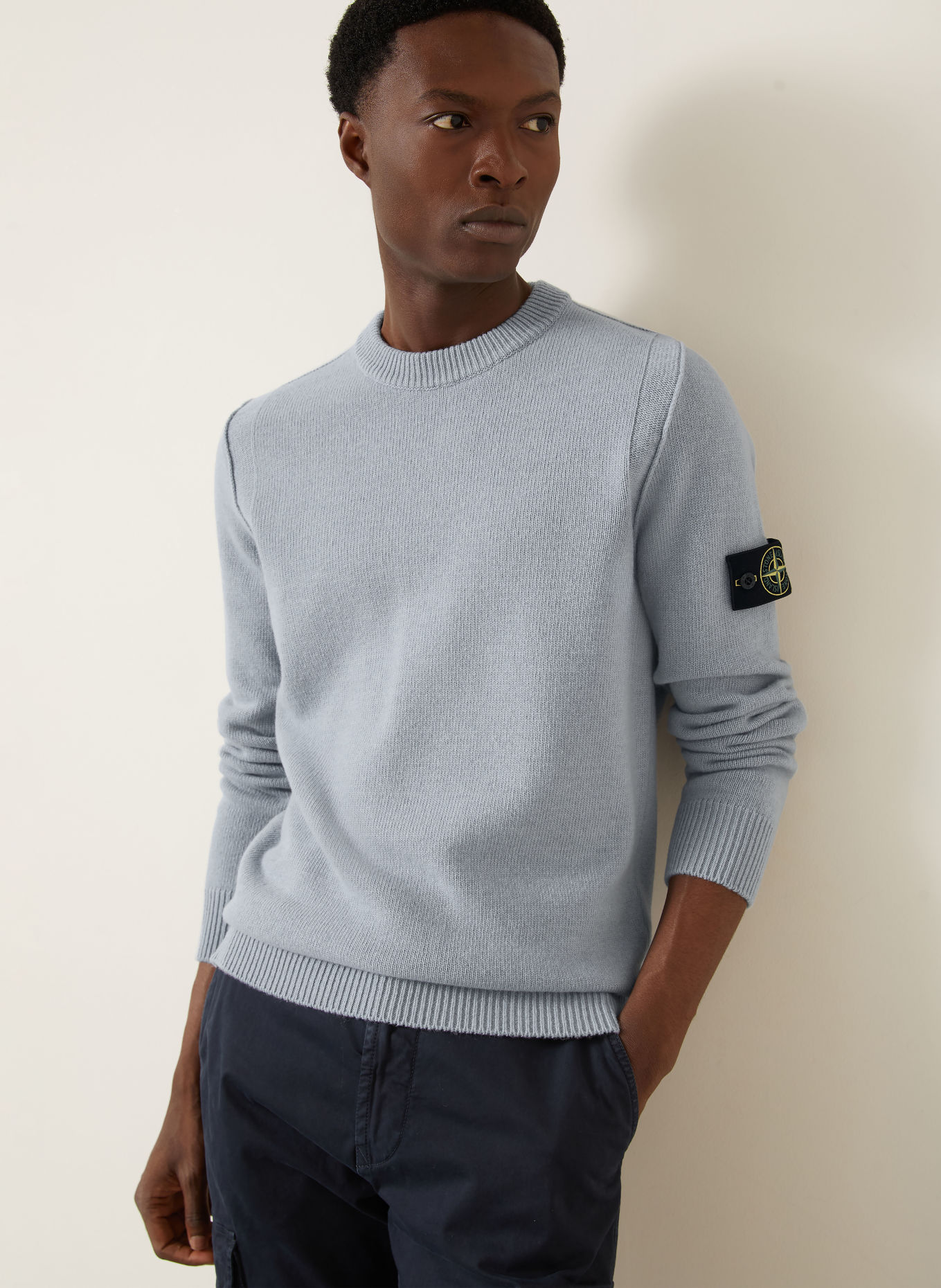 STONE ISLAND Pullover: BLAUGRAU / GELB / SCHWARZ