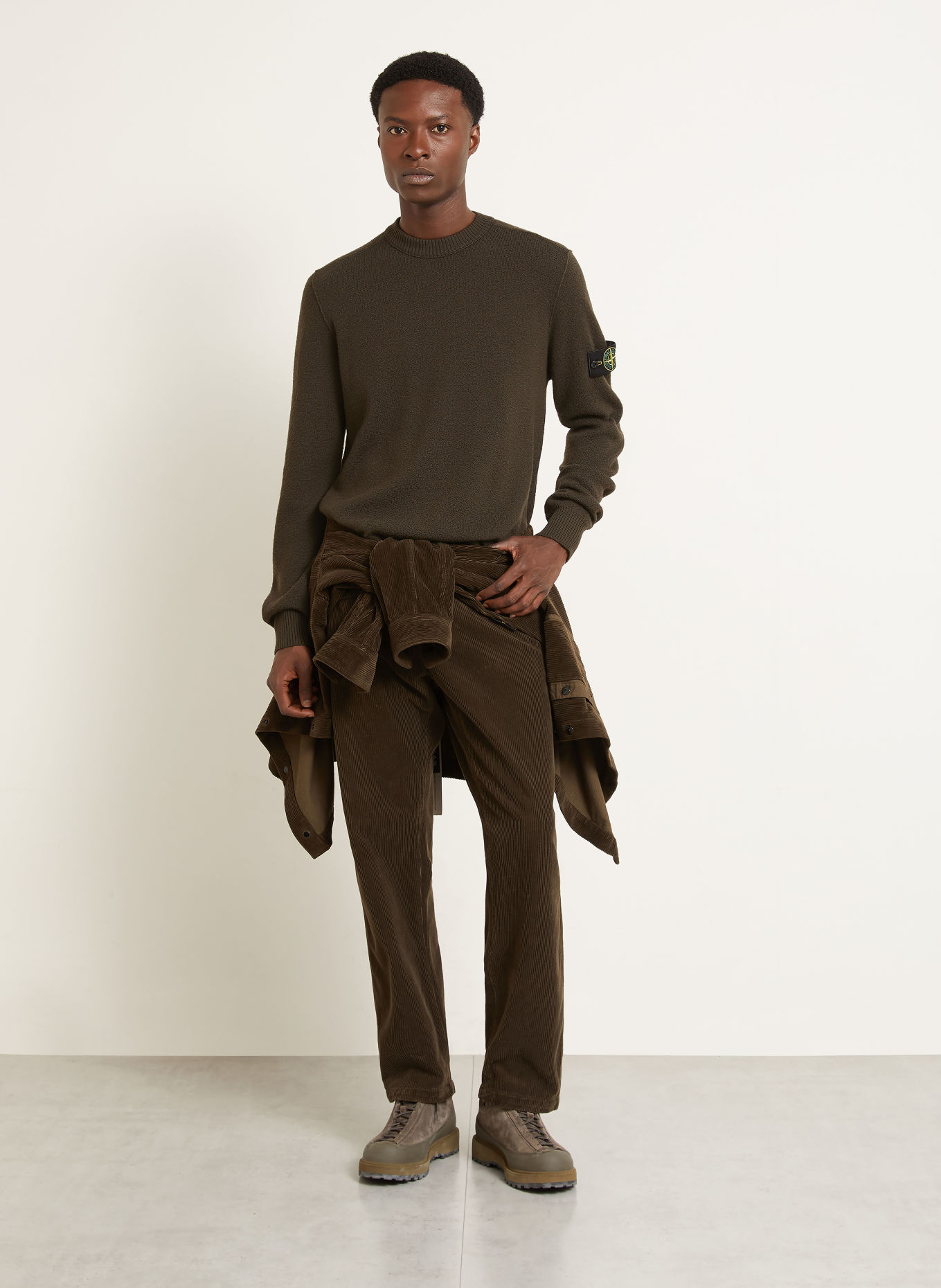 STONE ISLAND Pullover: DUNKELBRAUN / GELB / SCHWARZ