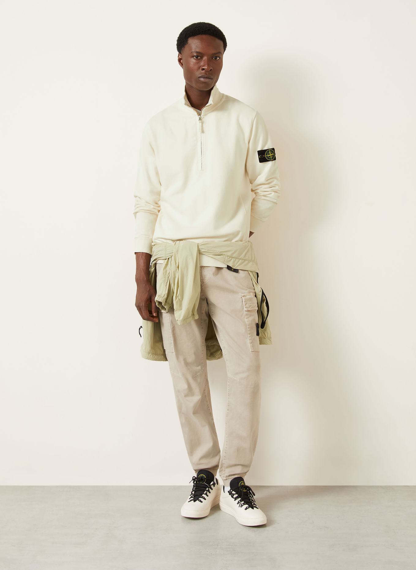STONE ISLAND Sweat-Troyer: CREME / GELB / SCHWARZ