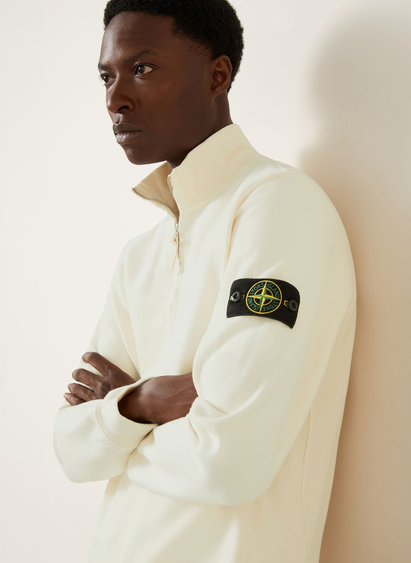 STONE ISLAND Sweat-Troyer: CREME / GELB / SCHWARZ