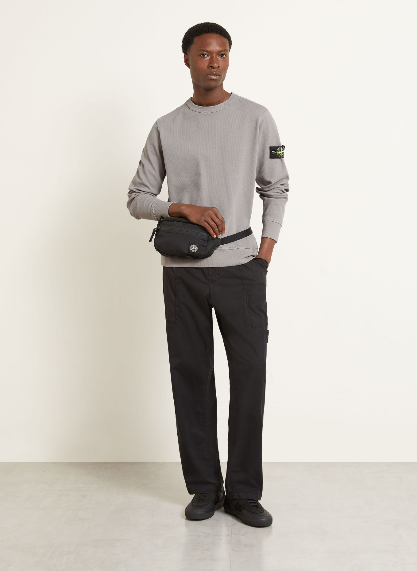 STONE ISLAND Sweatshirt: GRAU / GELB / SCHWARZ