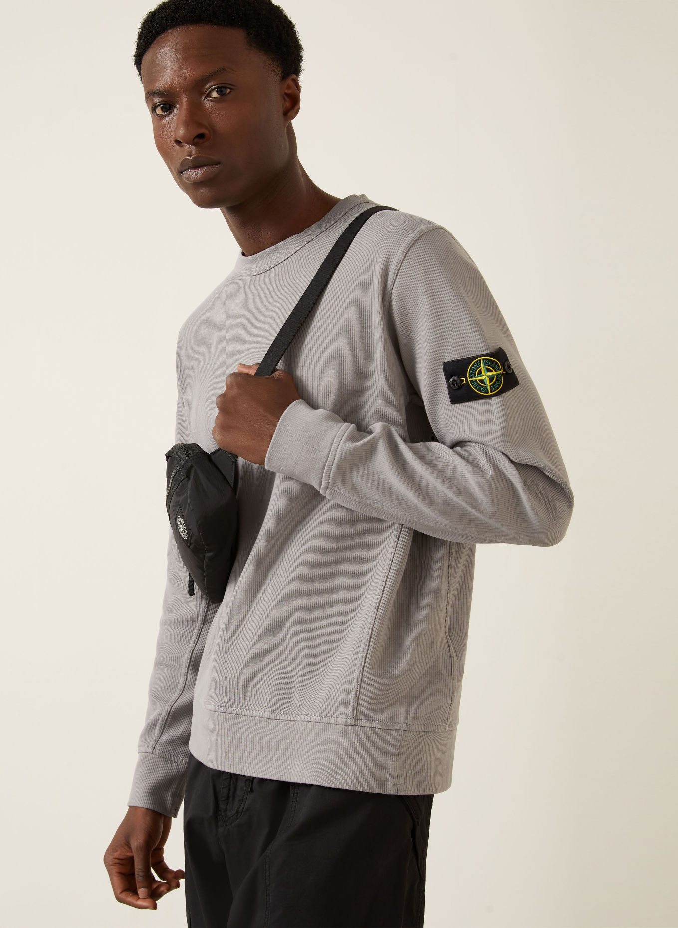 STONE ISLAND Sweatshirt: GRAU / GELB / SCHWARZ