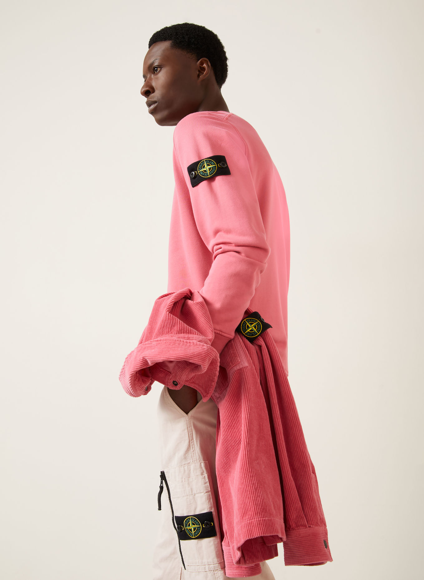 STONE ISLAND Sweatshirt: HELLROT / GELB / SCHWARZ