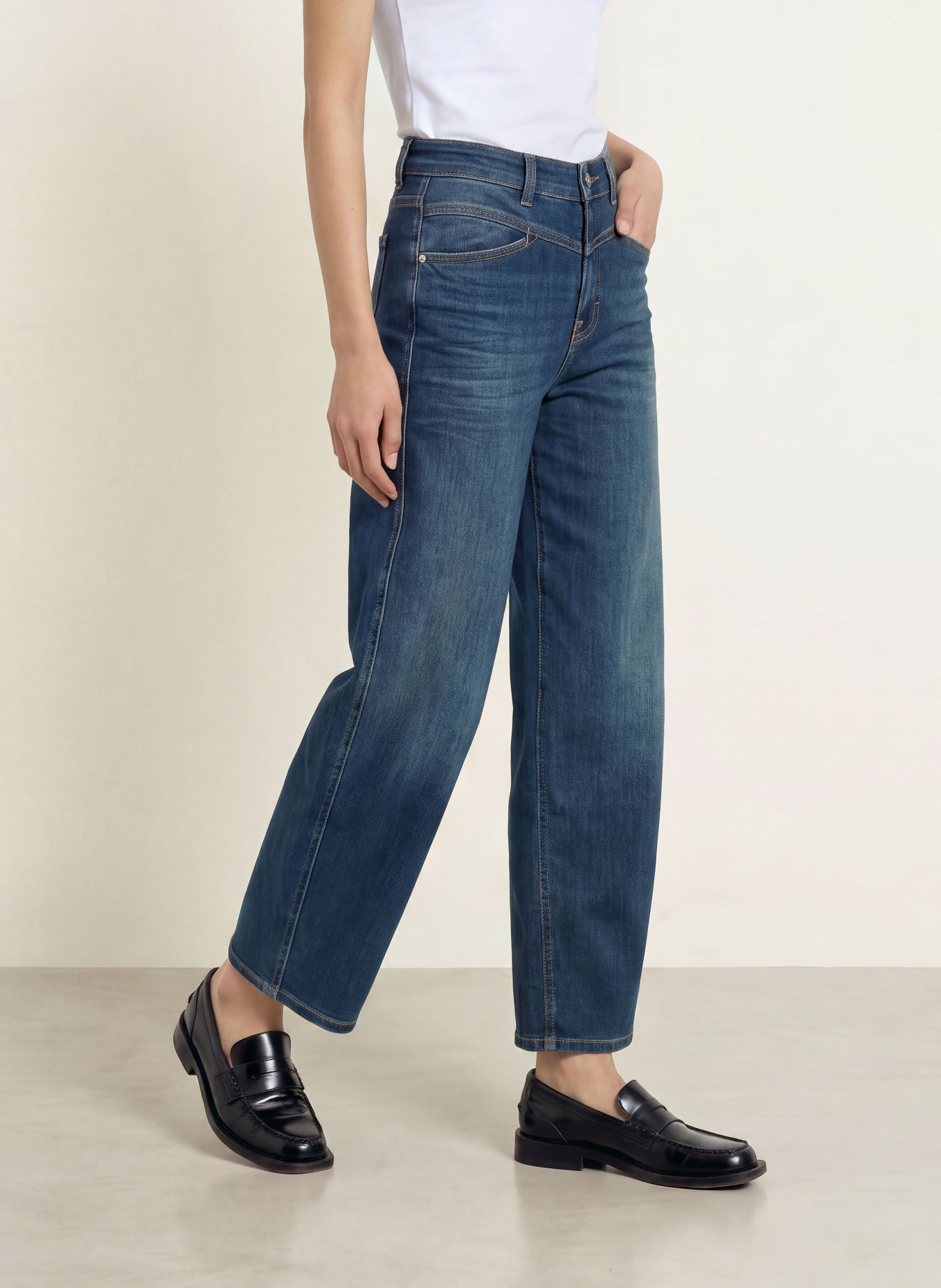 OPUS PANTS Barrel Jeans MENI COUPE: 70216 dark blue