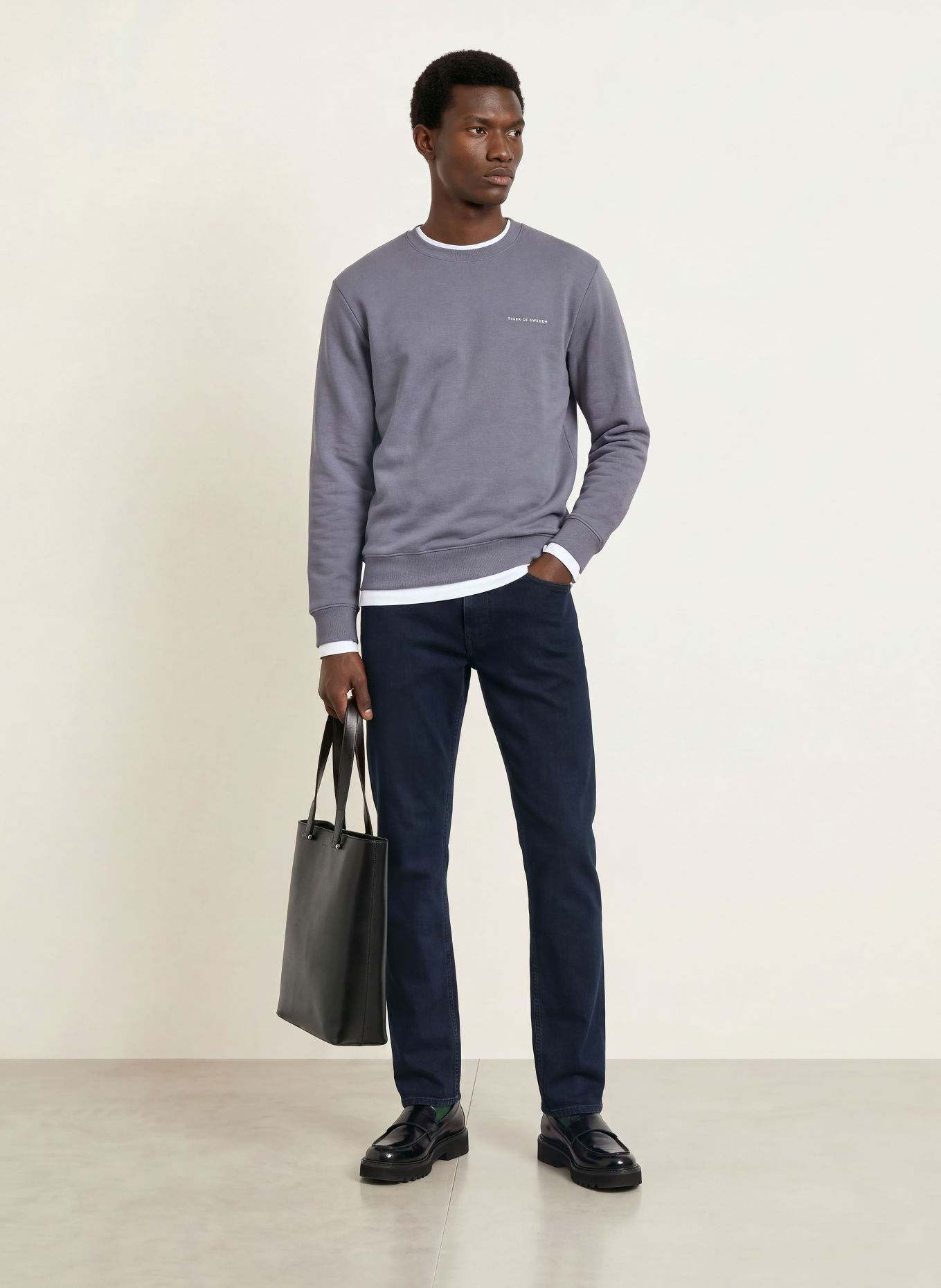 TIGER OF SWEDEN Sweatshirt EMERSON: BLAUWGRIJS / WIT